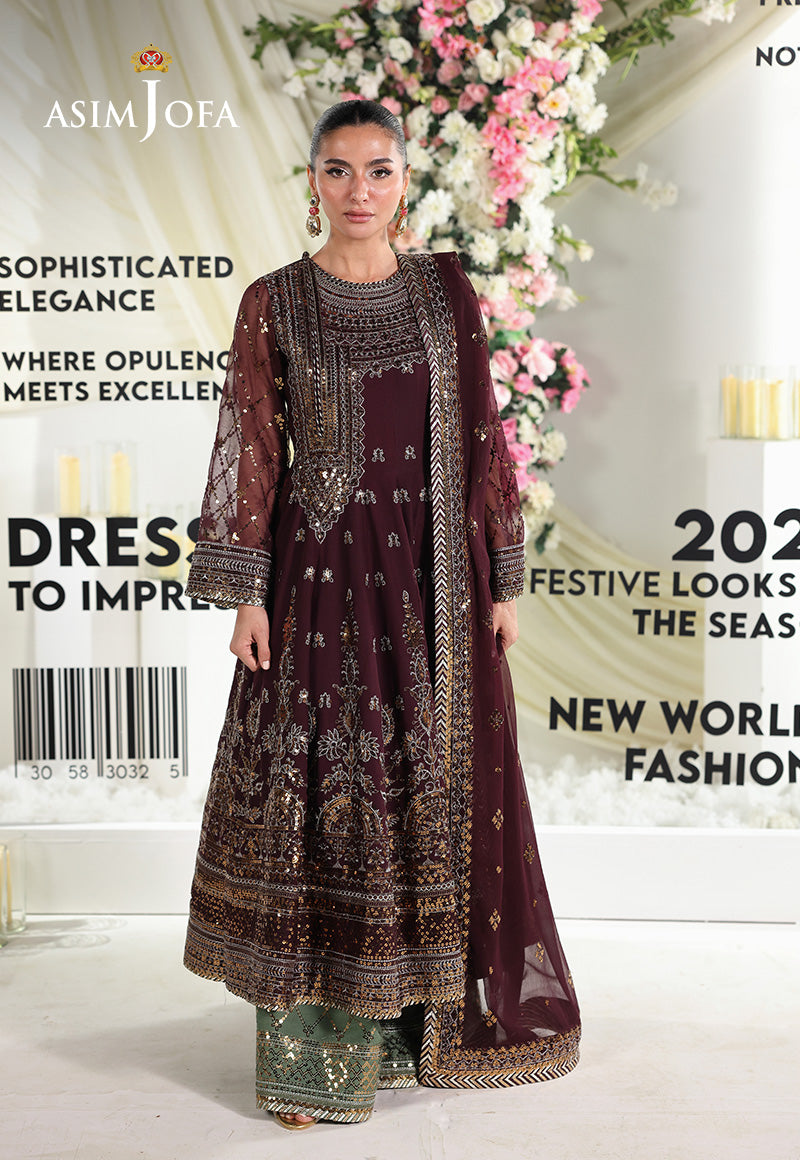 Ajuevd-09 Embroidered Chiffon Stitched 3 Pcs