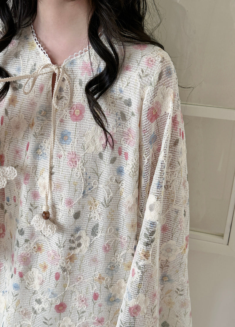 Bali Floral Crochet Dress With Tassel