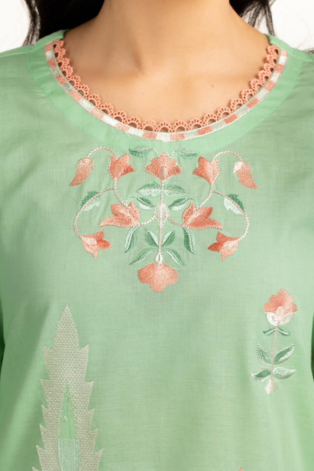 3Pc Cambric Embroidered Suit