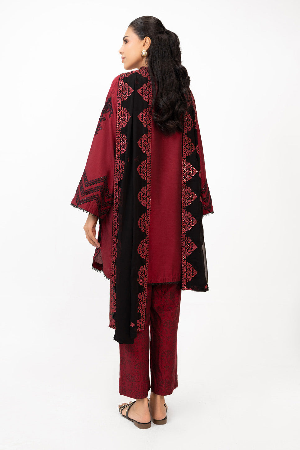 3Pc Cotton Silk Embroidered Suit