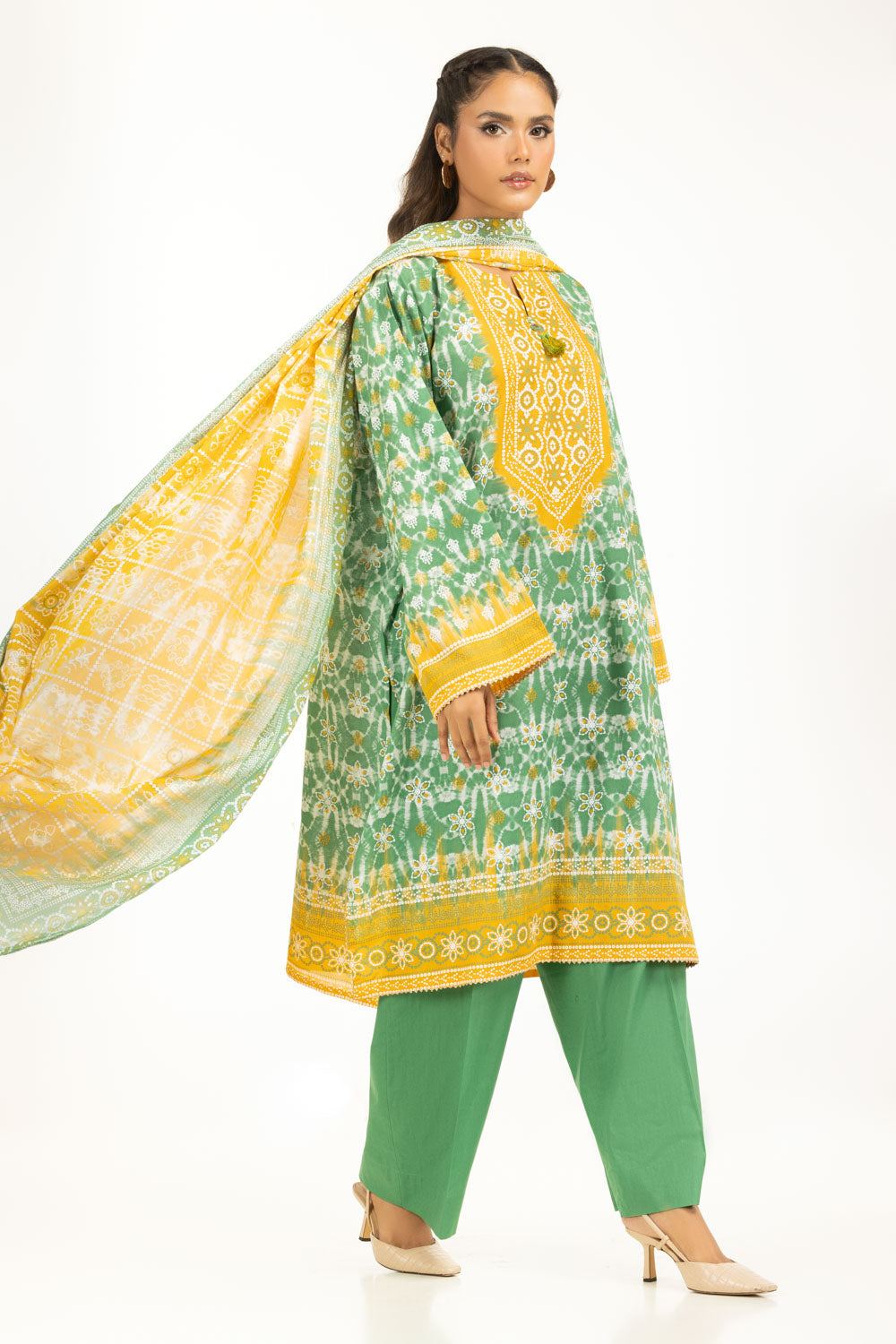 3Pc Lacquer Printed Lawn Suit