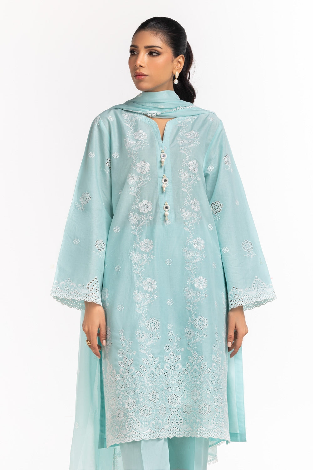 3Pc Lawn Schiffli Embroidered Suit
