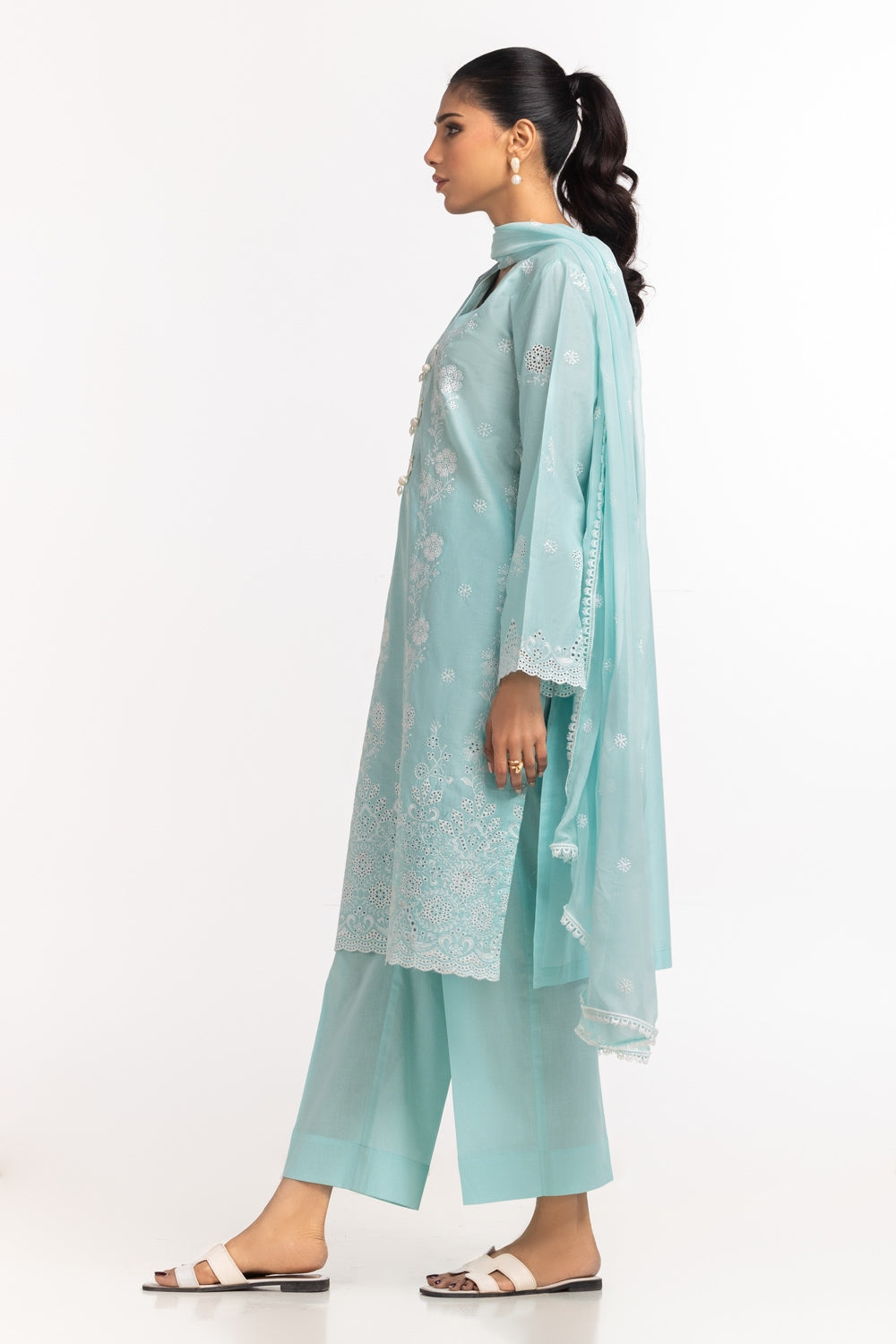 3Pc Lawn Schiffli Embroidered Suit