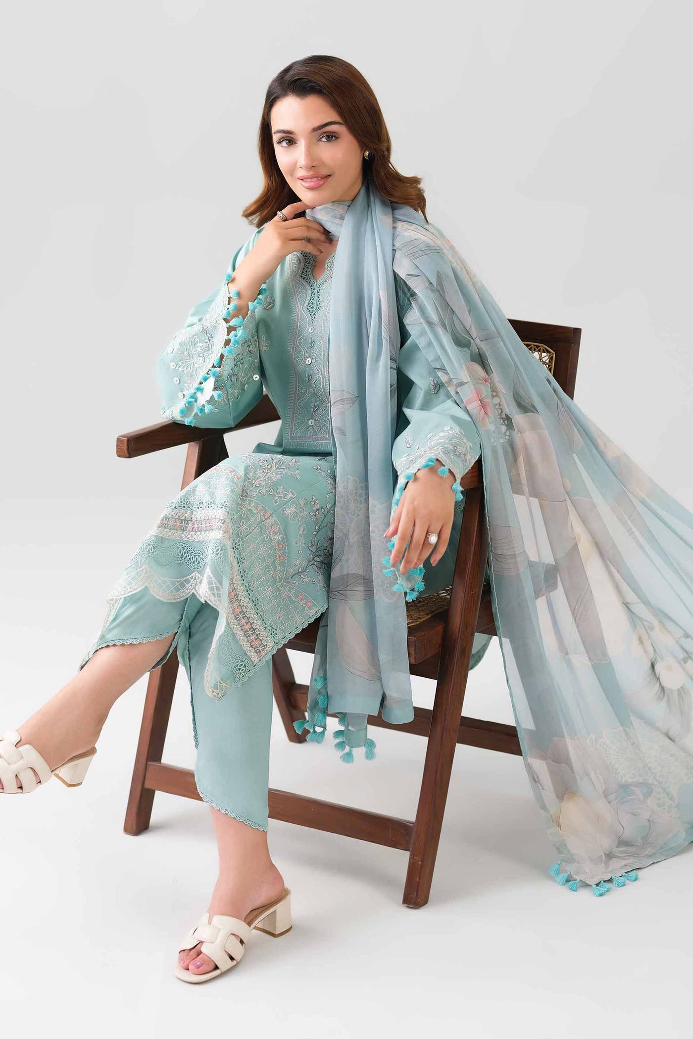 3 Piece - Digital Printed Embroidered Suit - 42601078