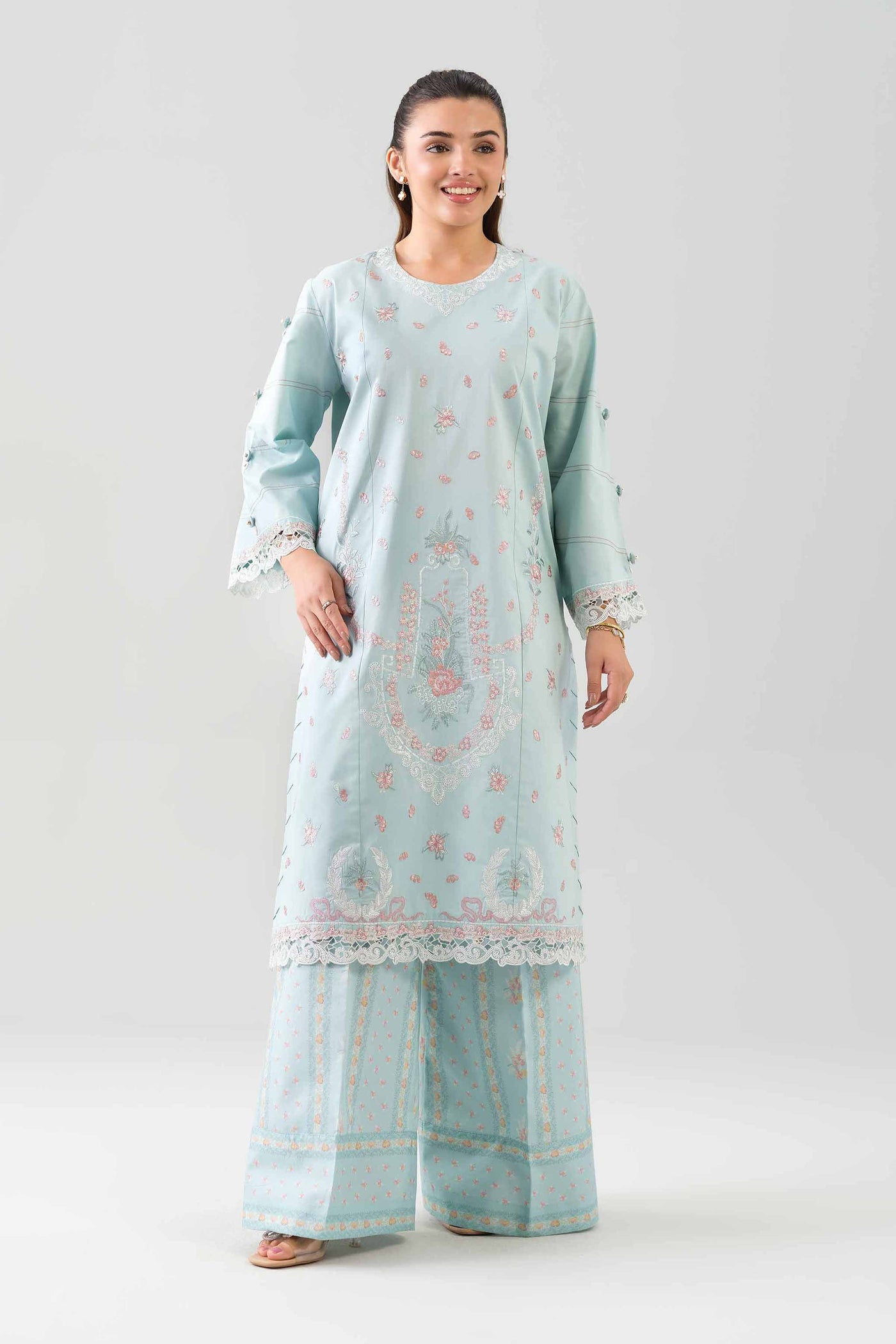 2 Piece - Digital Printed Embroidered Suit - 42601087