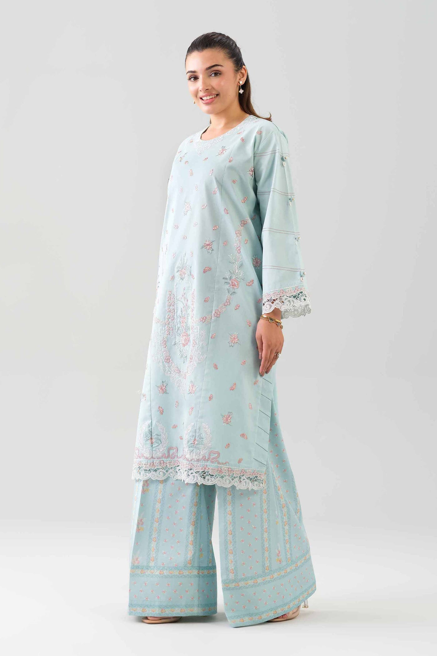 2 Piece - Digital Printed Embroidered Suit - 42601087