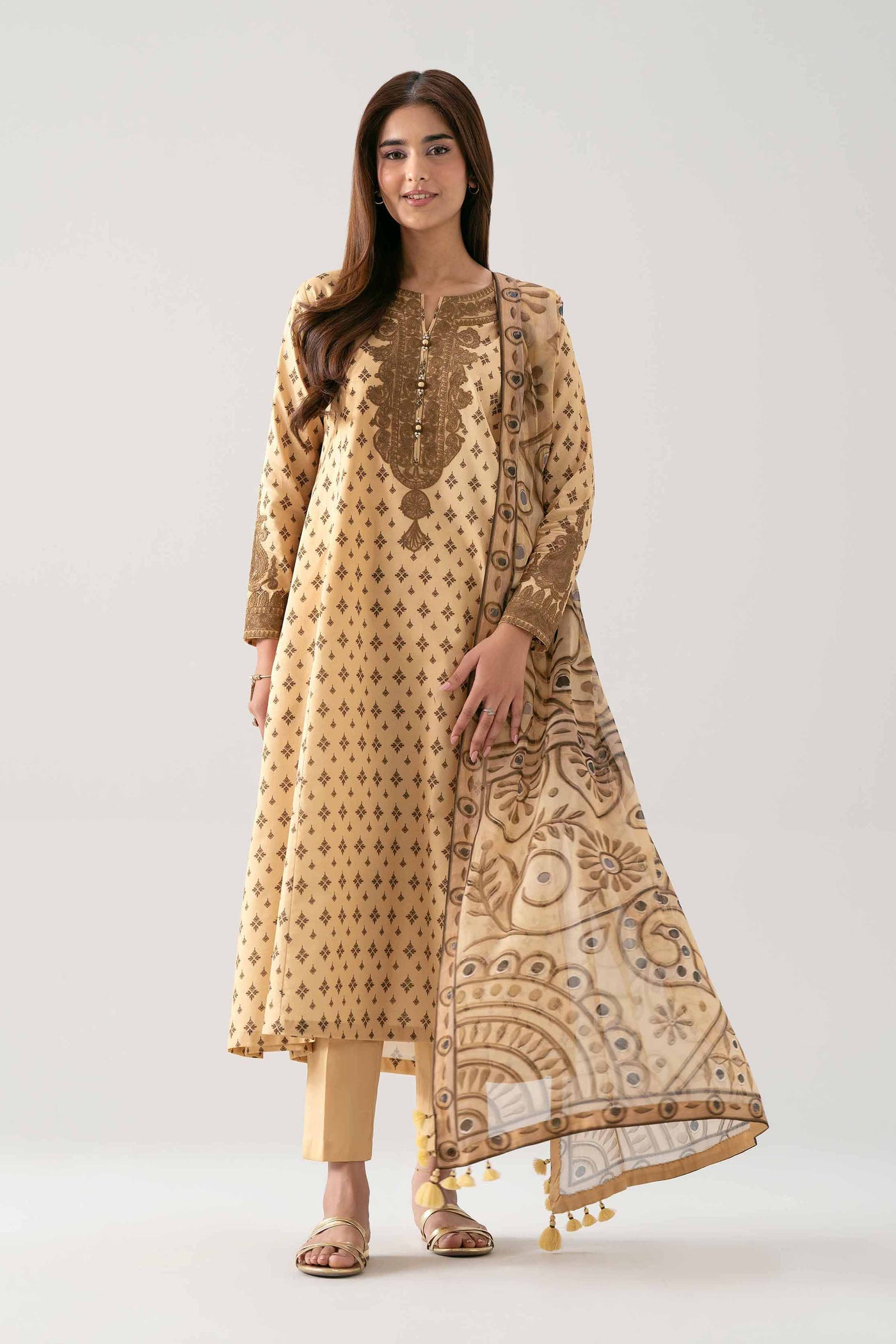3 Piece - Digital Printed Embroidered Suit - 42601141