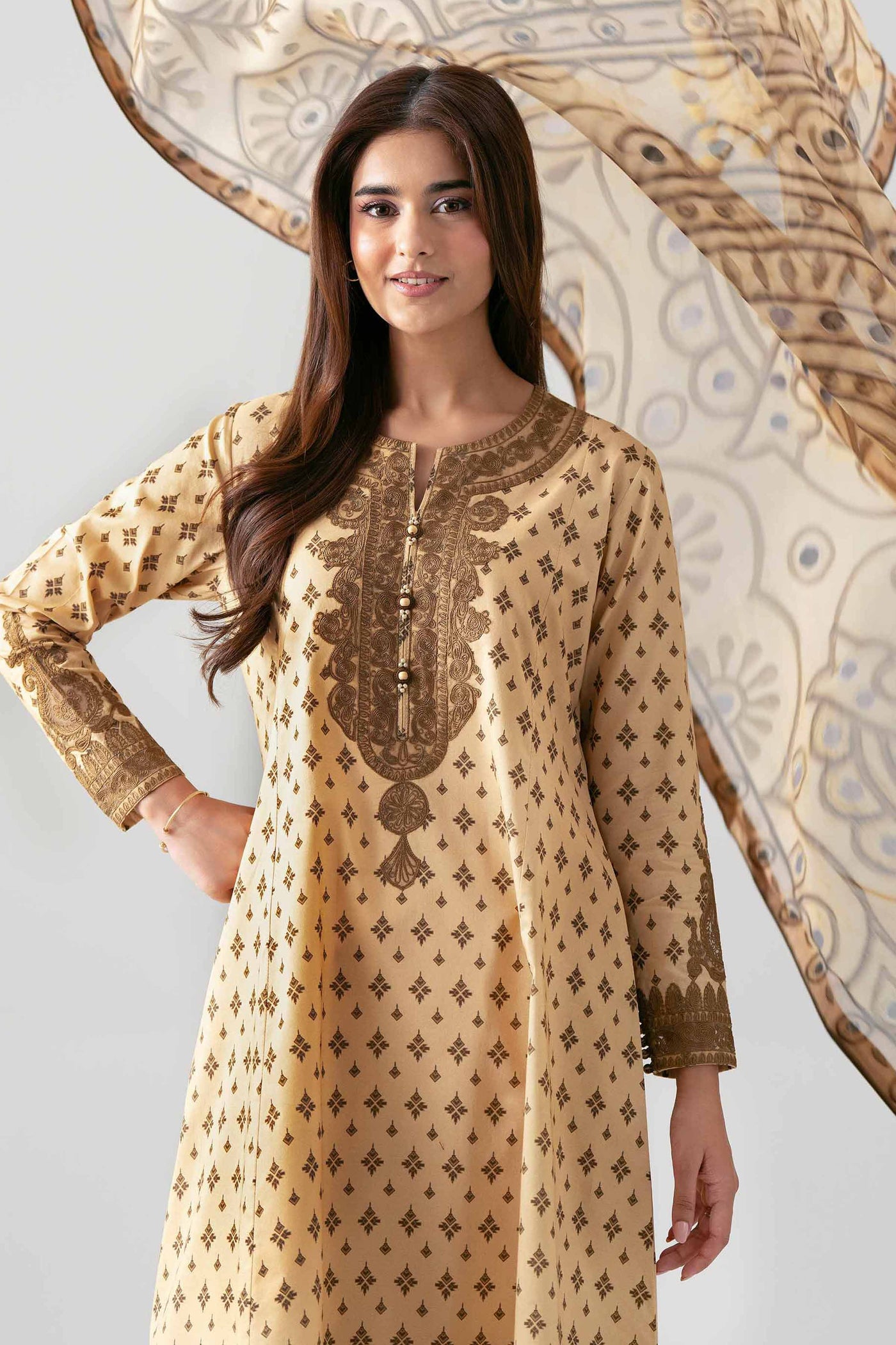 3 Piece - Digital Printed Embroidered Suit - 42601141