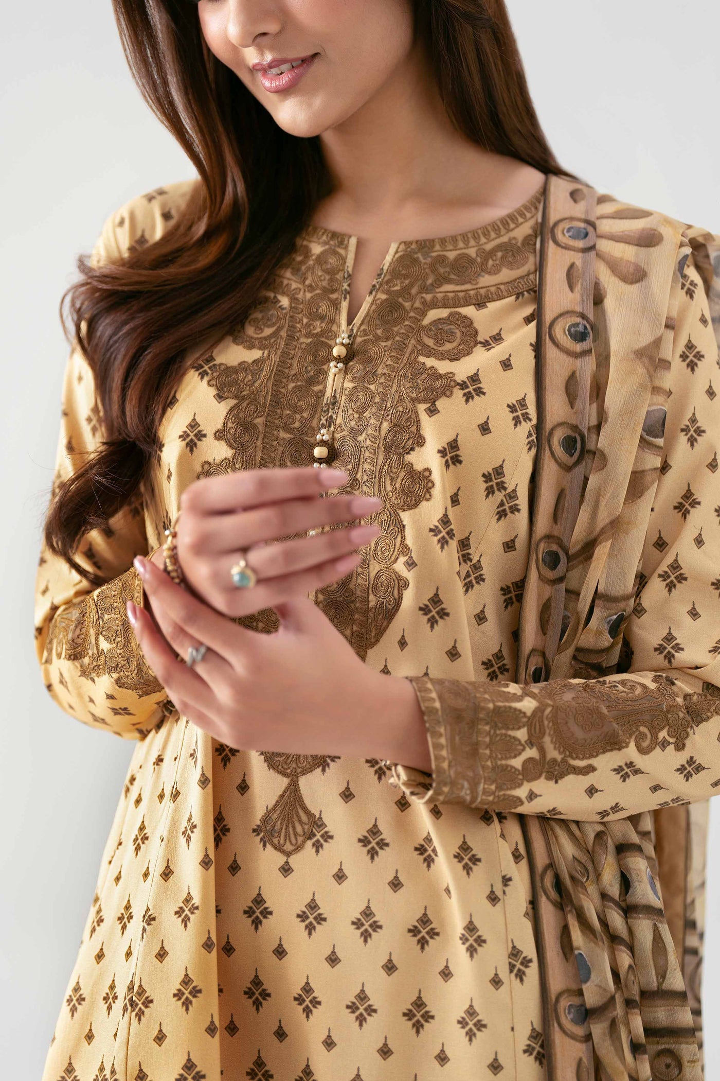 3 Piece - Digital Printed Embroidered Suit - 42601141