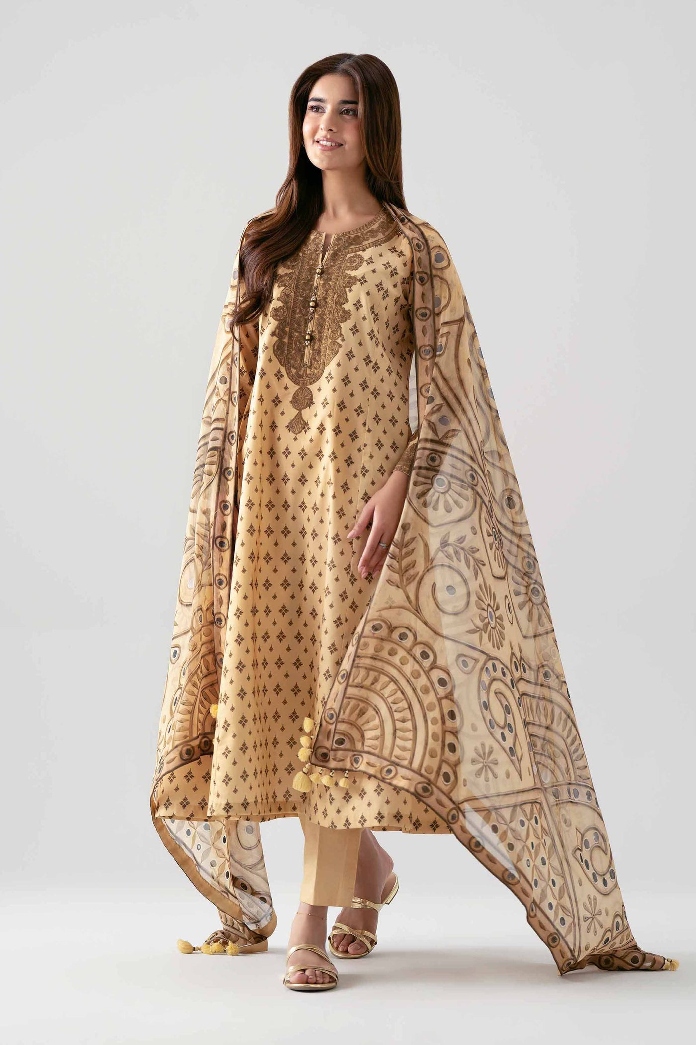 3 Piece - Digital Printed Embroidered Suit - 42601141