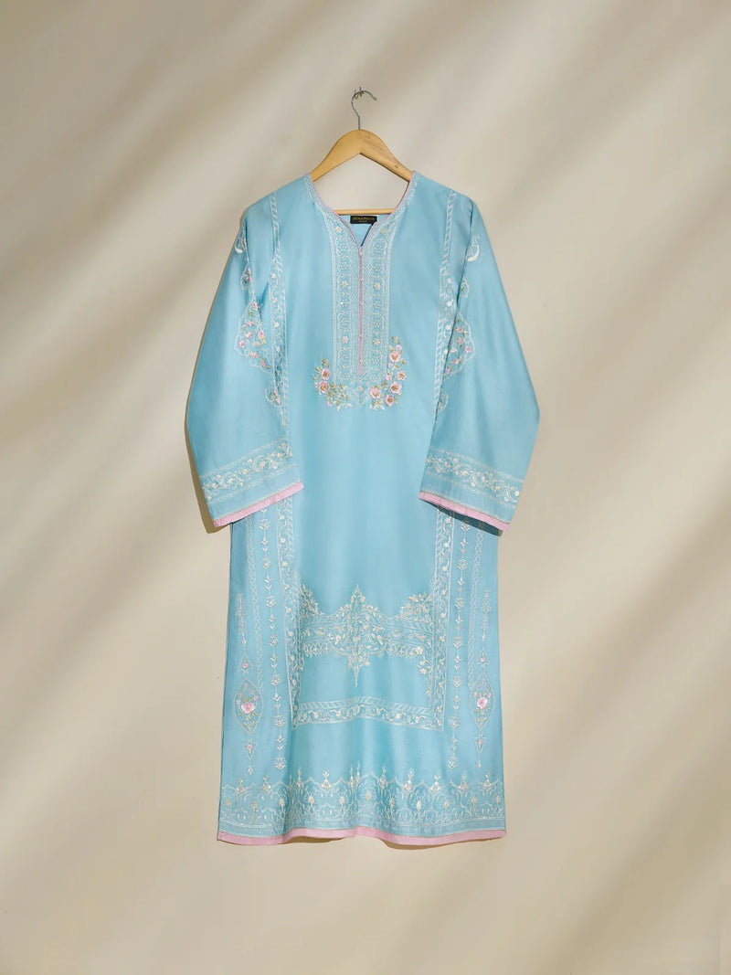 2 Piece- Pure Silk Net Embroidered Suit S110443 (RTS)