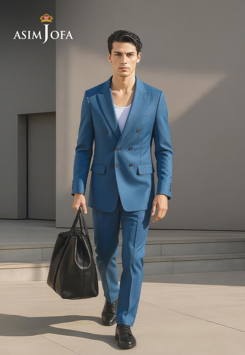 Ajdsai-195 Blue Suit Stitched 2 Pcs