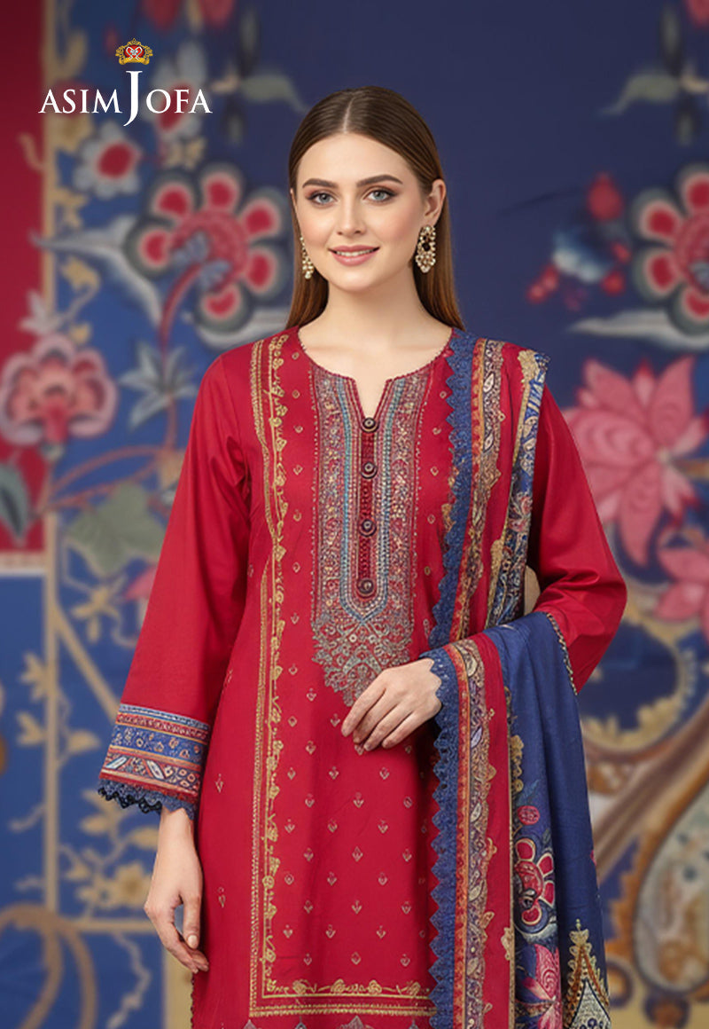 Ajdsai-444 Printed Lawn Stitched 3 Pcs