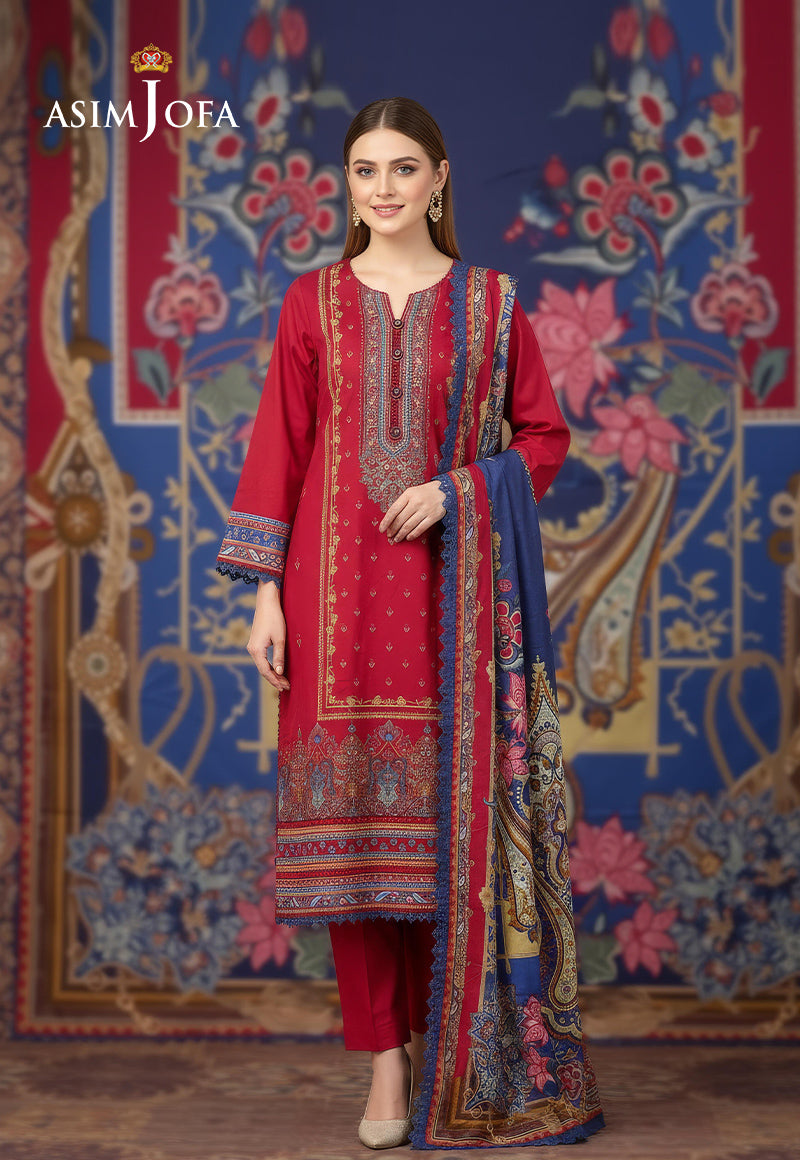 Ajdsai-444 Printed Lawn Stitched 3 Pcs