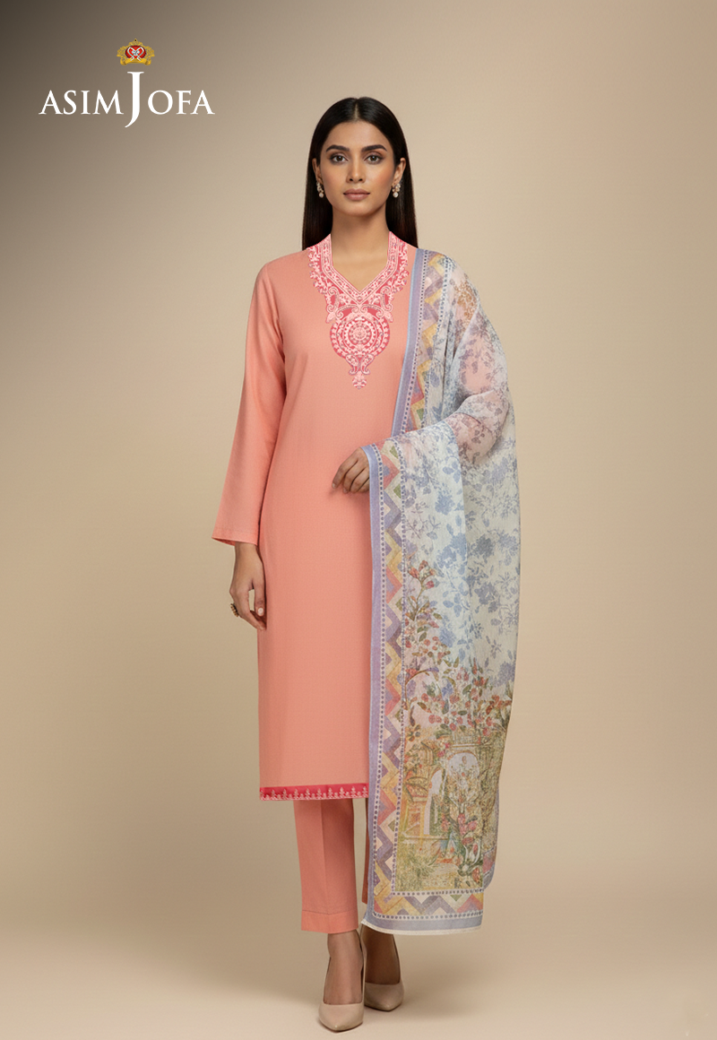 Ajso-280 Unstitched 2 Pcs Shirt Dupatta