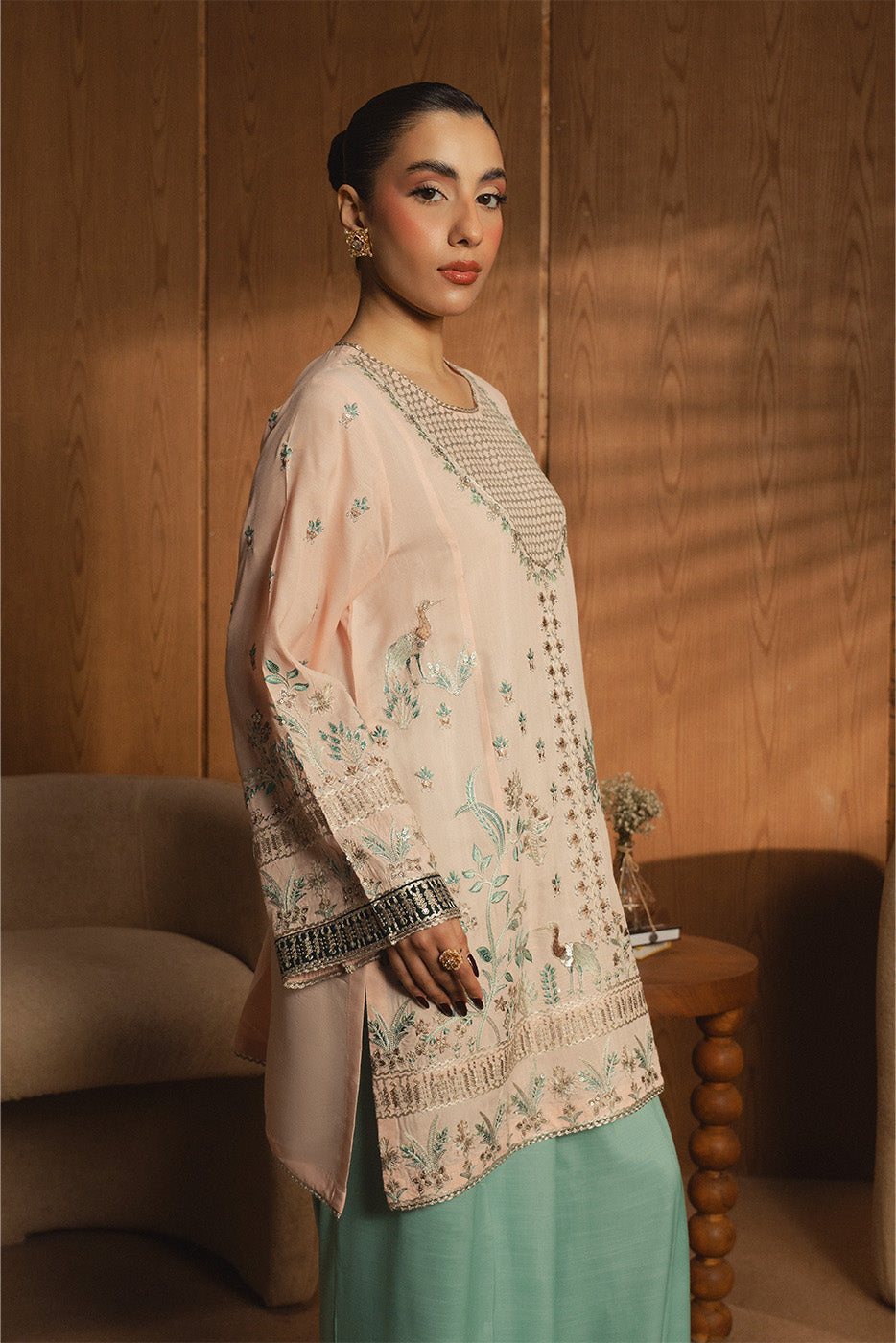 2 Piece Embroidered Raw Silk Suit (Luxury-Pret)