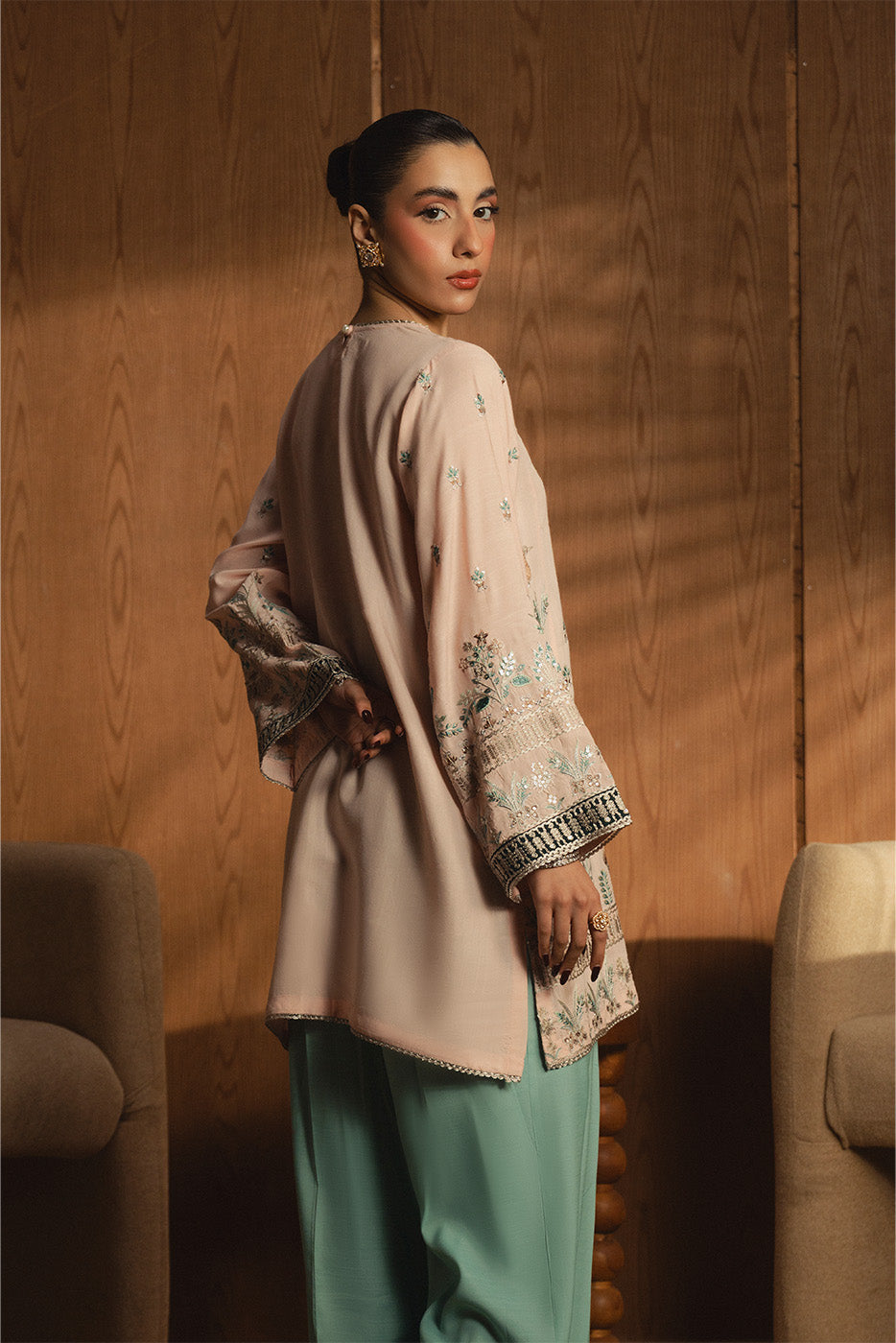 2 Piece Embroidered Raw Silk Suit (Luxury-Pret)
