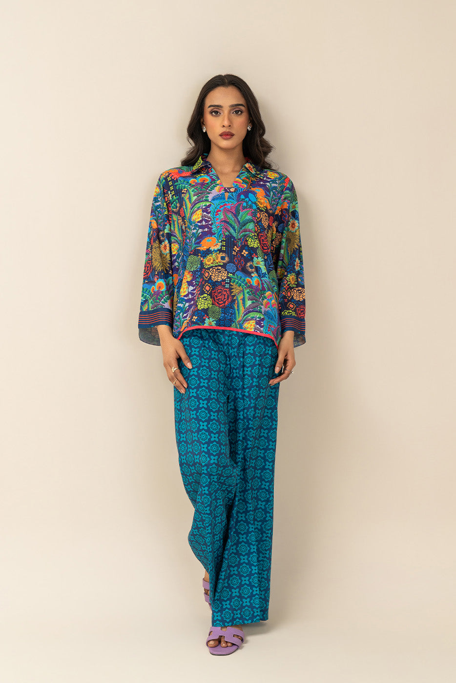 2 Piece Printed Silk Co-Ord Set (Flow)