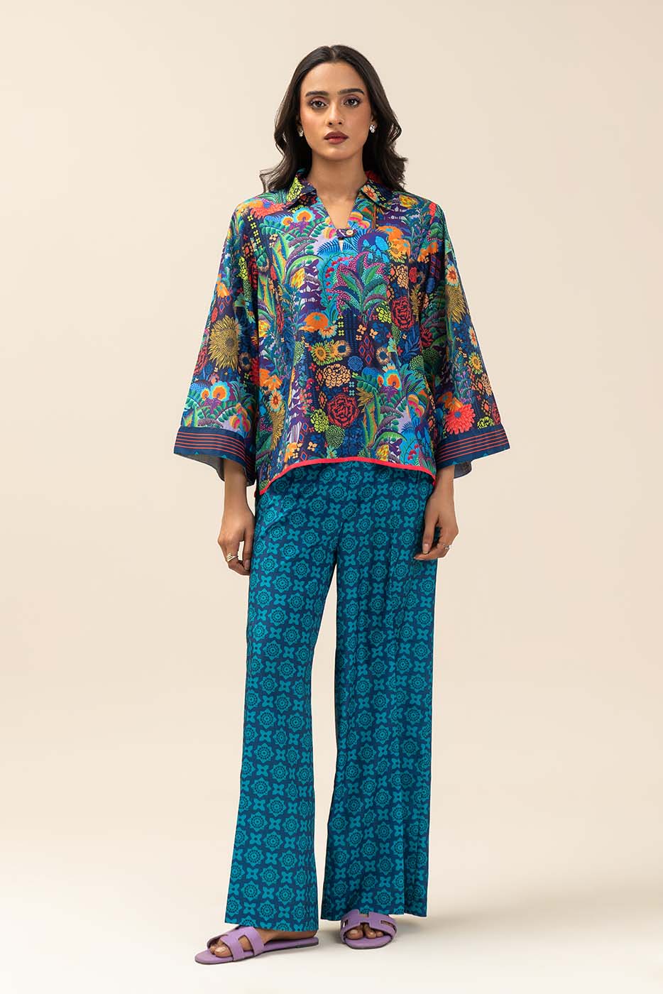 2 Piece Printed Silk Co-Ord Set (Flow)