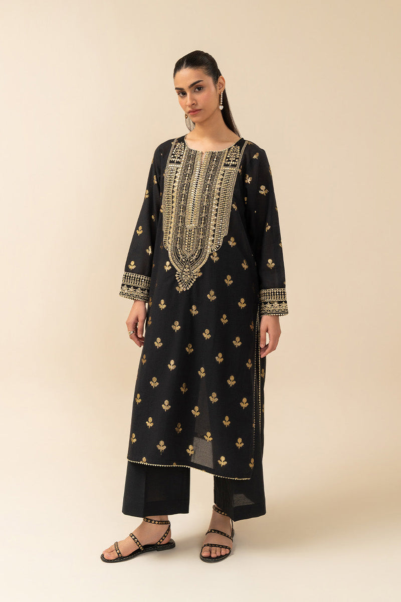 2 Piece Embroidered Lurex Jacquard Suit (Pret)