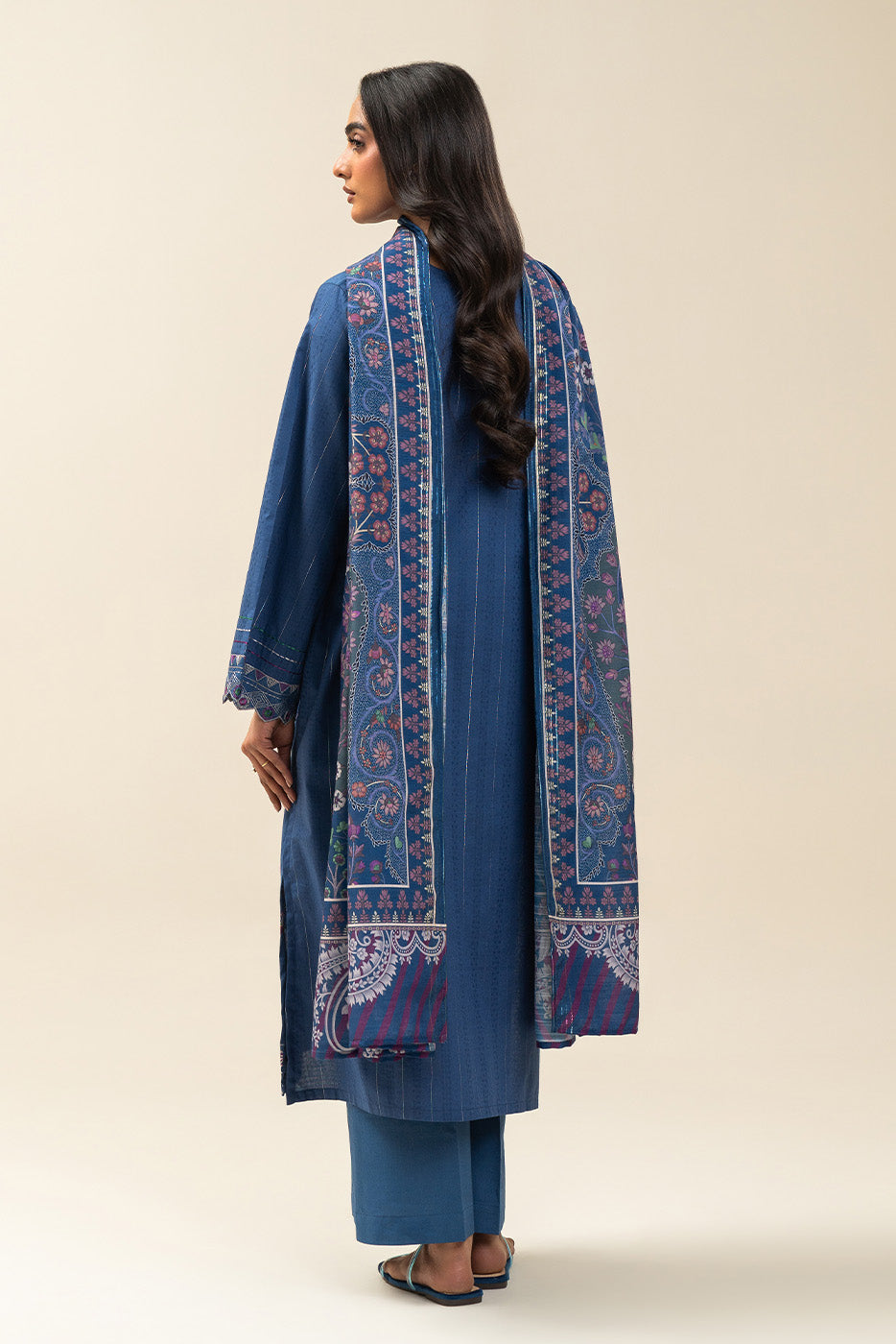 3 Piece Embroidered Textured Lawn Suit-Floral Topaz (Unstitched)