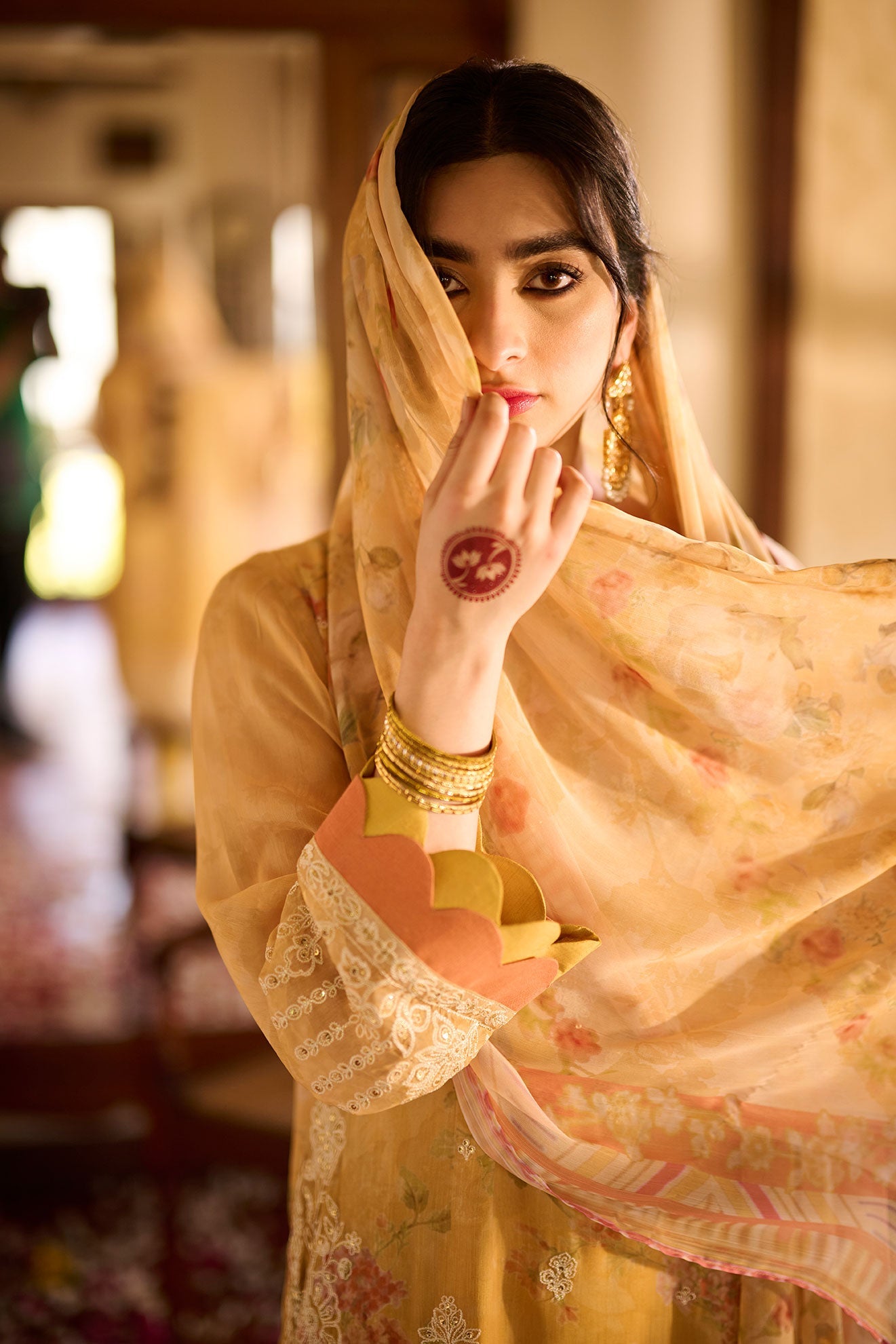 Ss24Da-2372 Yellow 2Pcs Embroidered Kurta With Trouser