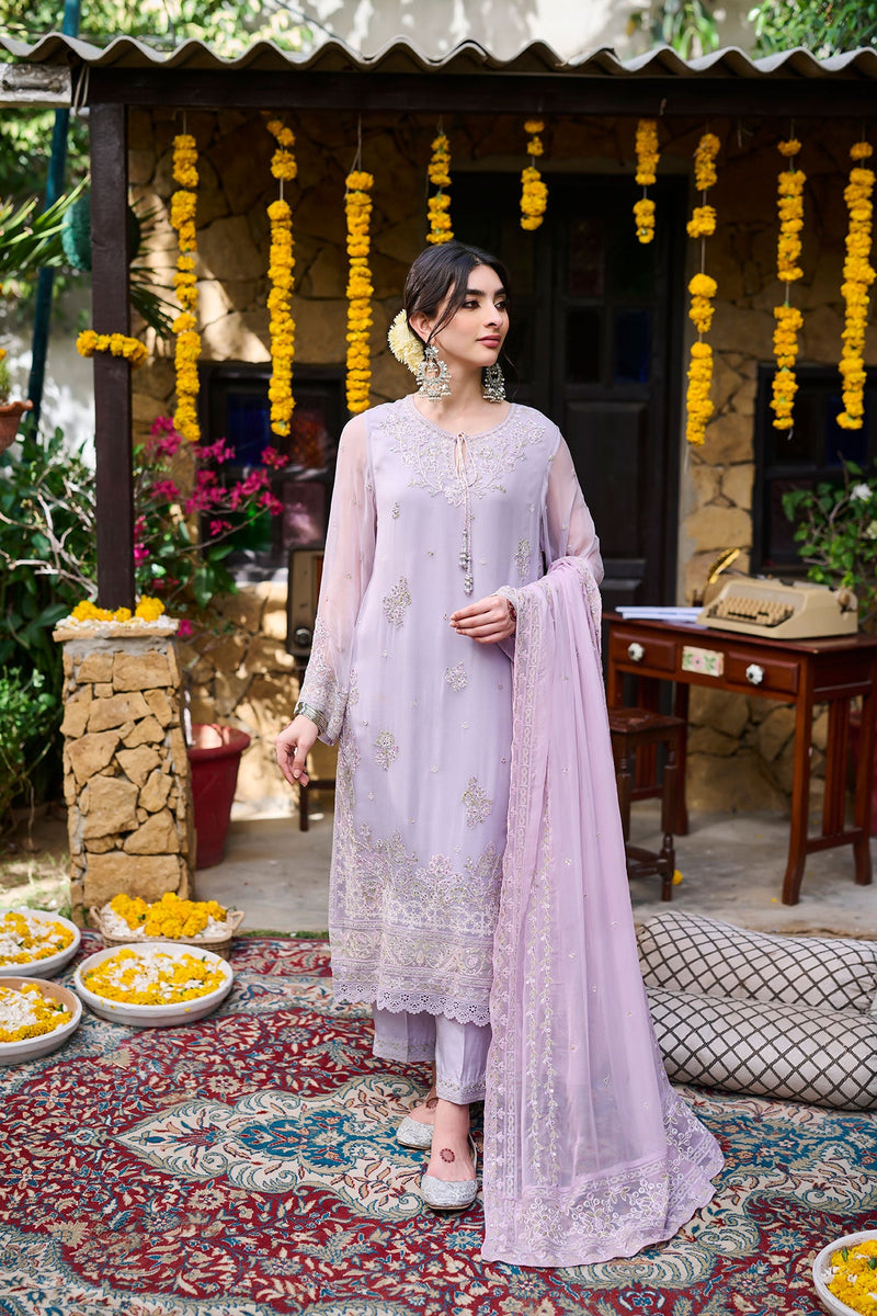 Ss24Da-2371 Purple 2Pcs Embroidered Kurta With Trouser