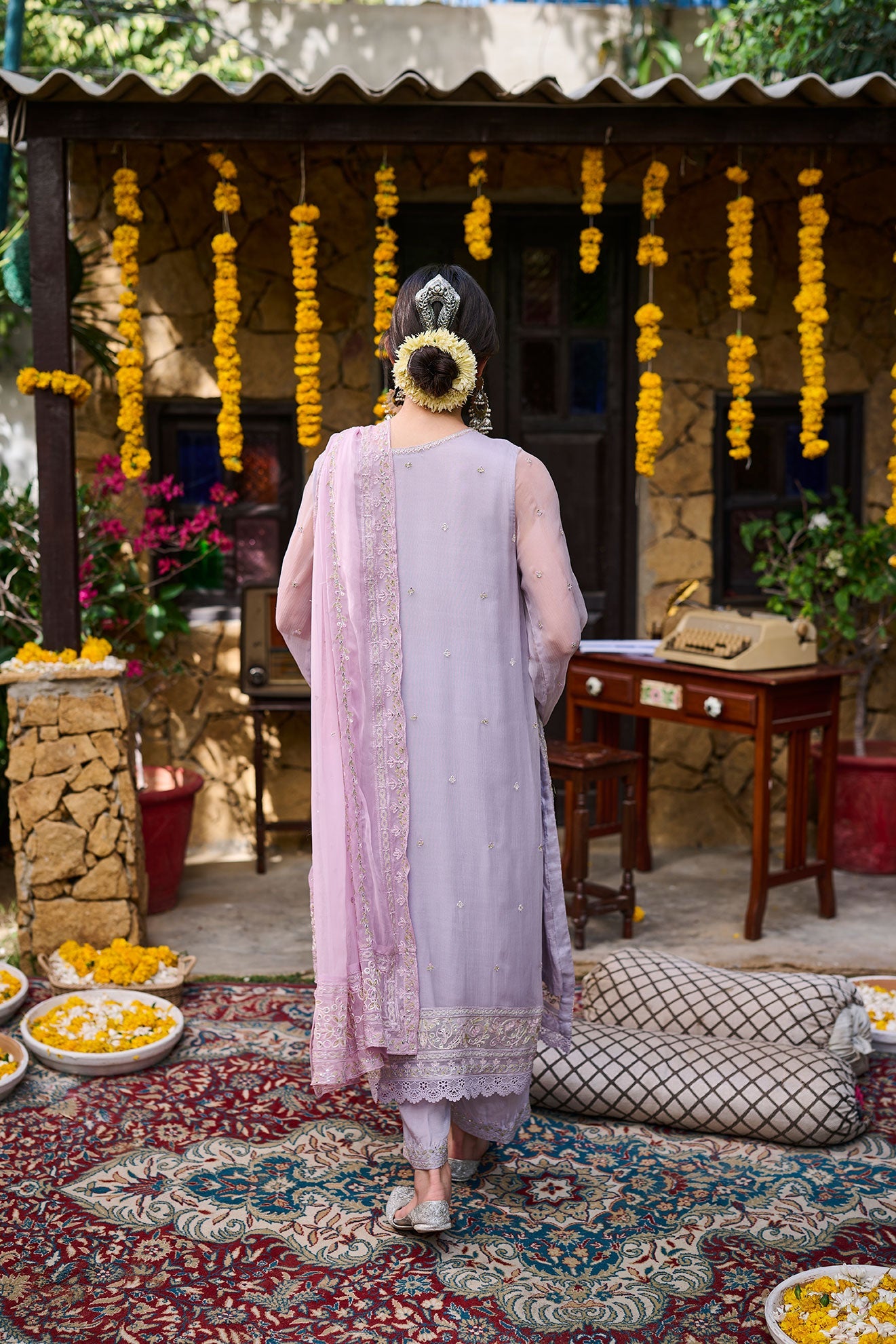 Ss24Da-2371 Purple 2Pcs Embroidered Kurta With Trouser