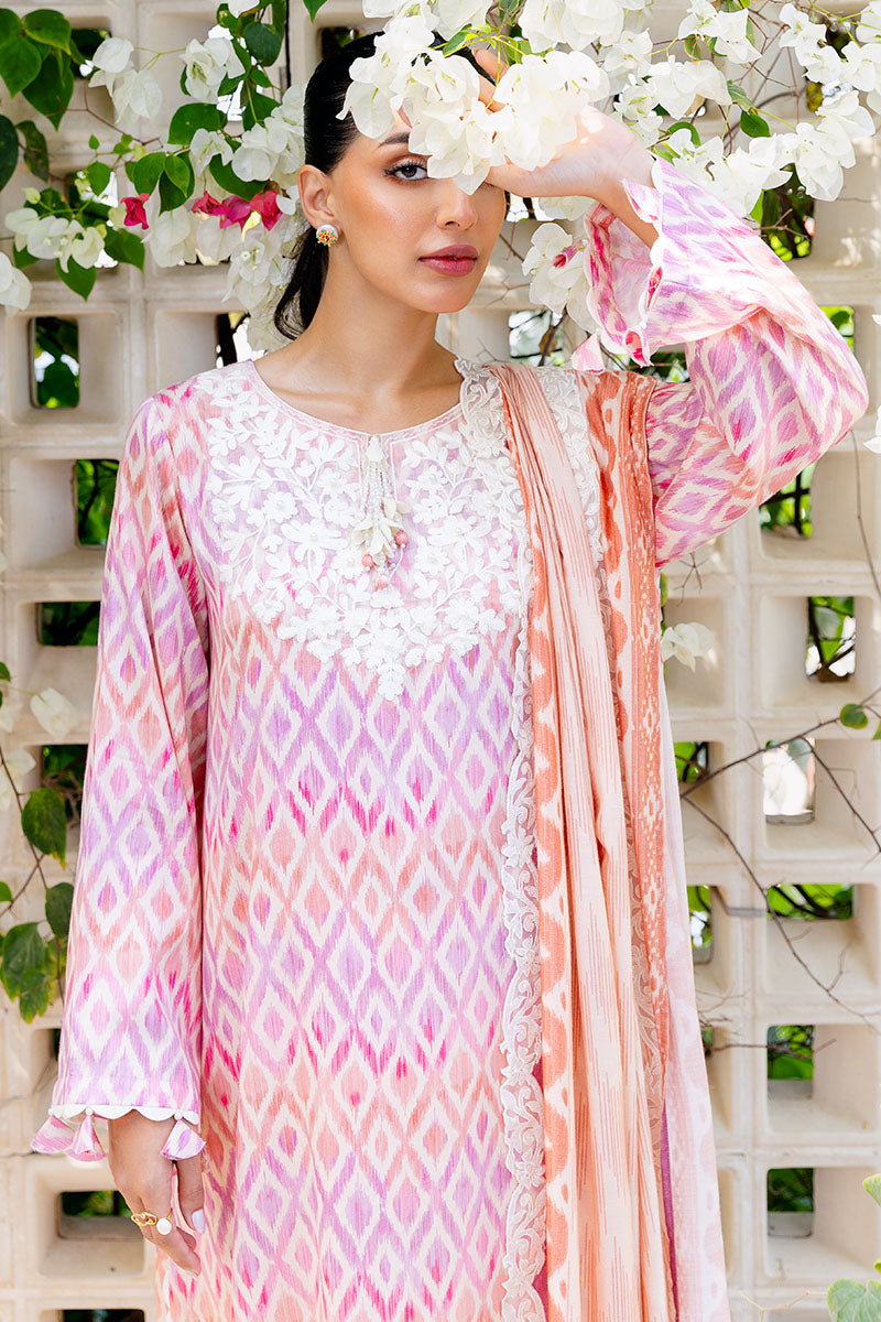 Radiant Charm-3Pc Satin Printed Suit