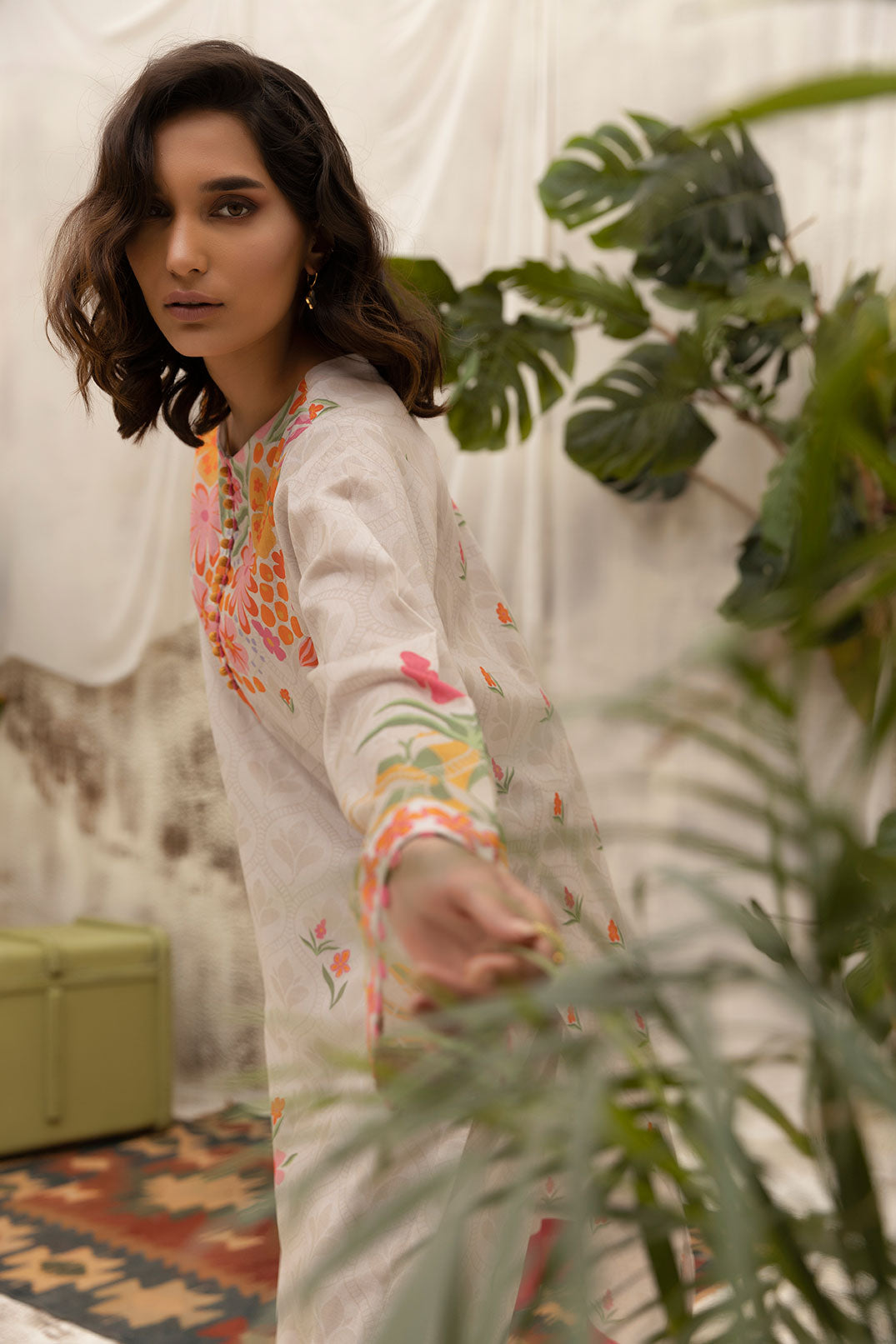 Dc-2133 Beige Lawn 2Pcs Printed Kurta With Trouser