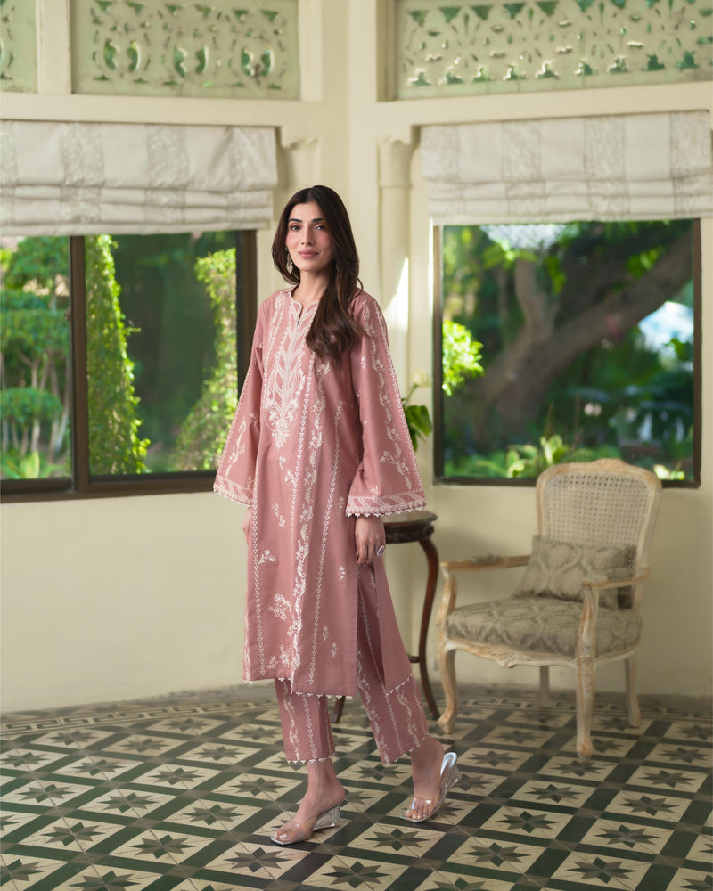 Mina - Pink Embroidered Co-Ord Set