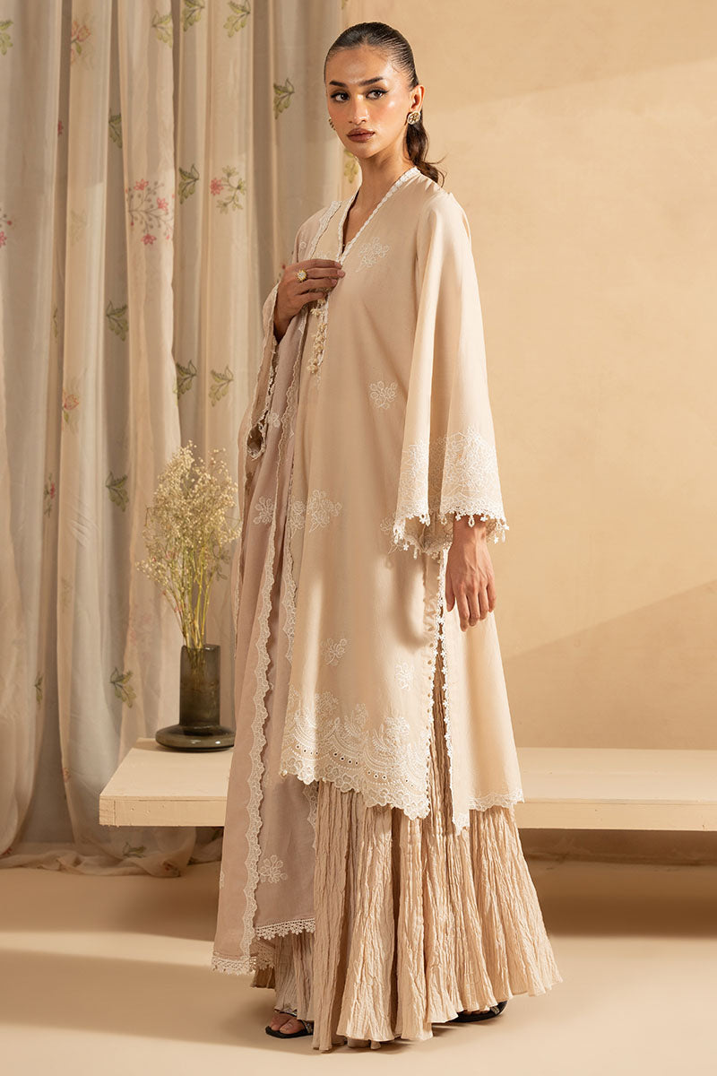Moonlit Beige- 3Pc Embroidered Lawn Suit