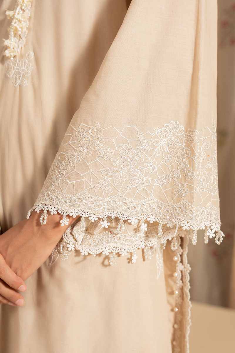 Moonlit Beige- 3Pc Embroidered Lawn Suit