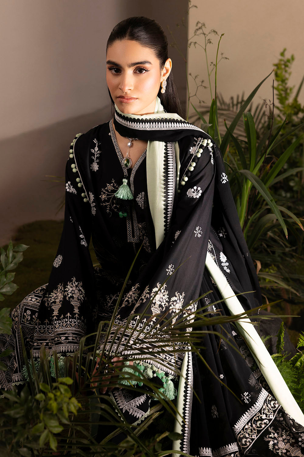 3 Piece Embroidered Lawn Suit With Embroidered Chiffon Dupatta