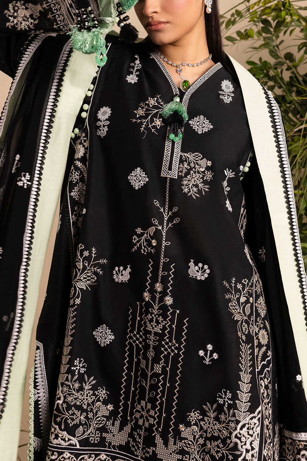 3 Piece Embroidered Lawn Suit With Embroidered Chiffon Dupatta