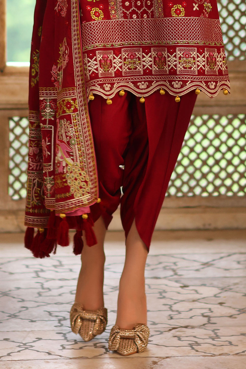3 Piece Embroidered Raw Silk Suit With Dupatta