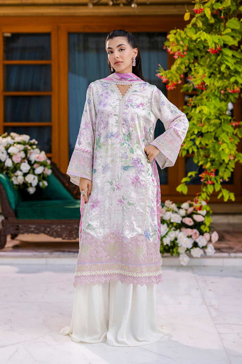 Silk Tunic - 2Pcs Hand Embellished Shirt With Trouser-Fw25Da-2868 Off White