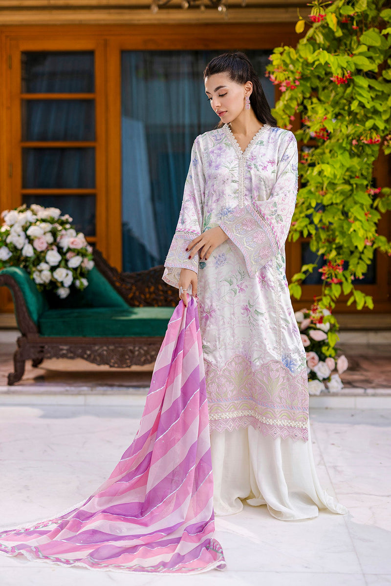Silk Tunic - 2Pcs Hand Embellished Shirt With Trouser-Fw25Da-2868 Off White