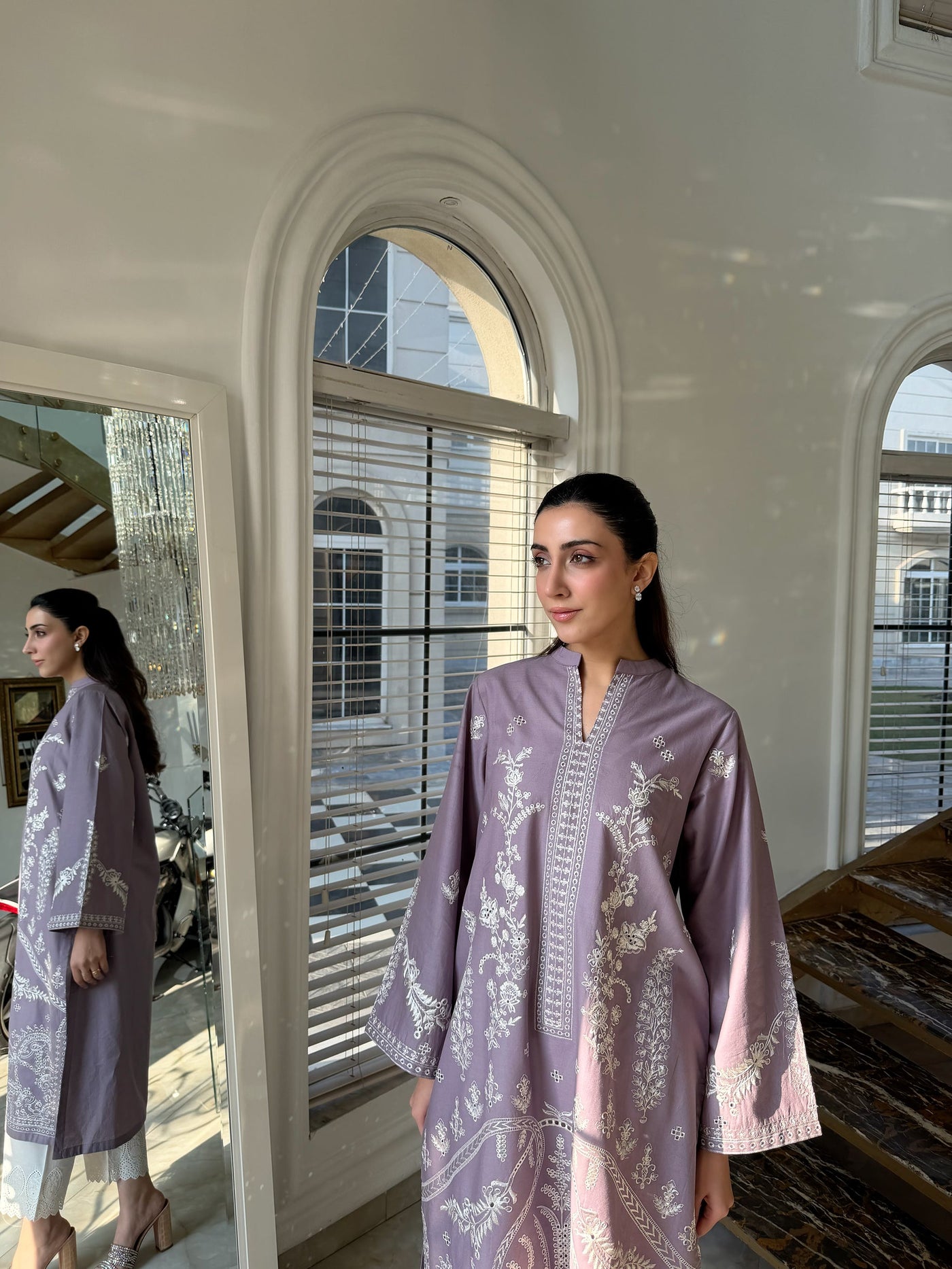 Mallow - Muave Embroidered Kurta