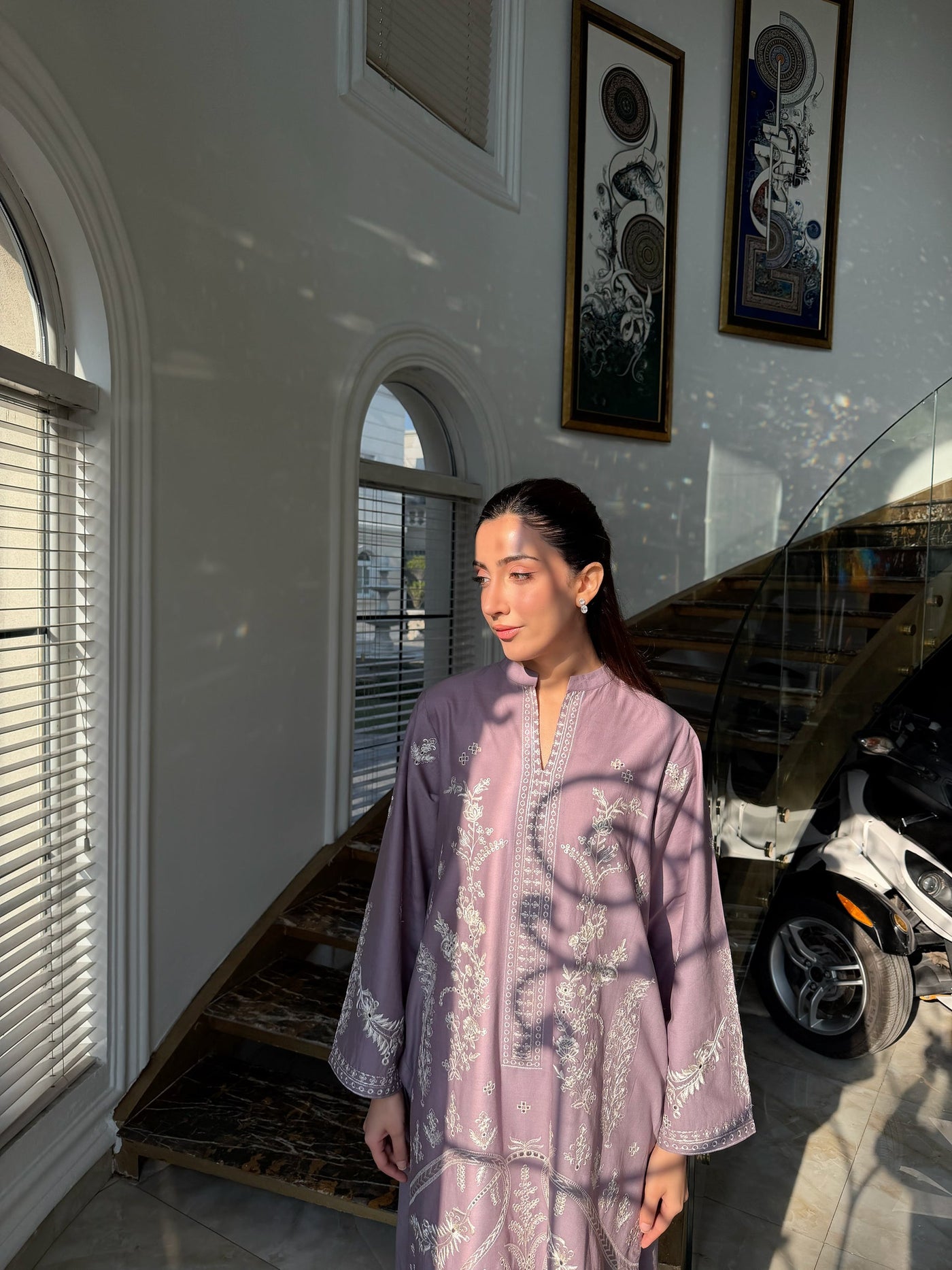 Mallow - Muave Embroidered Kurta