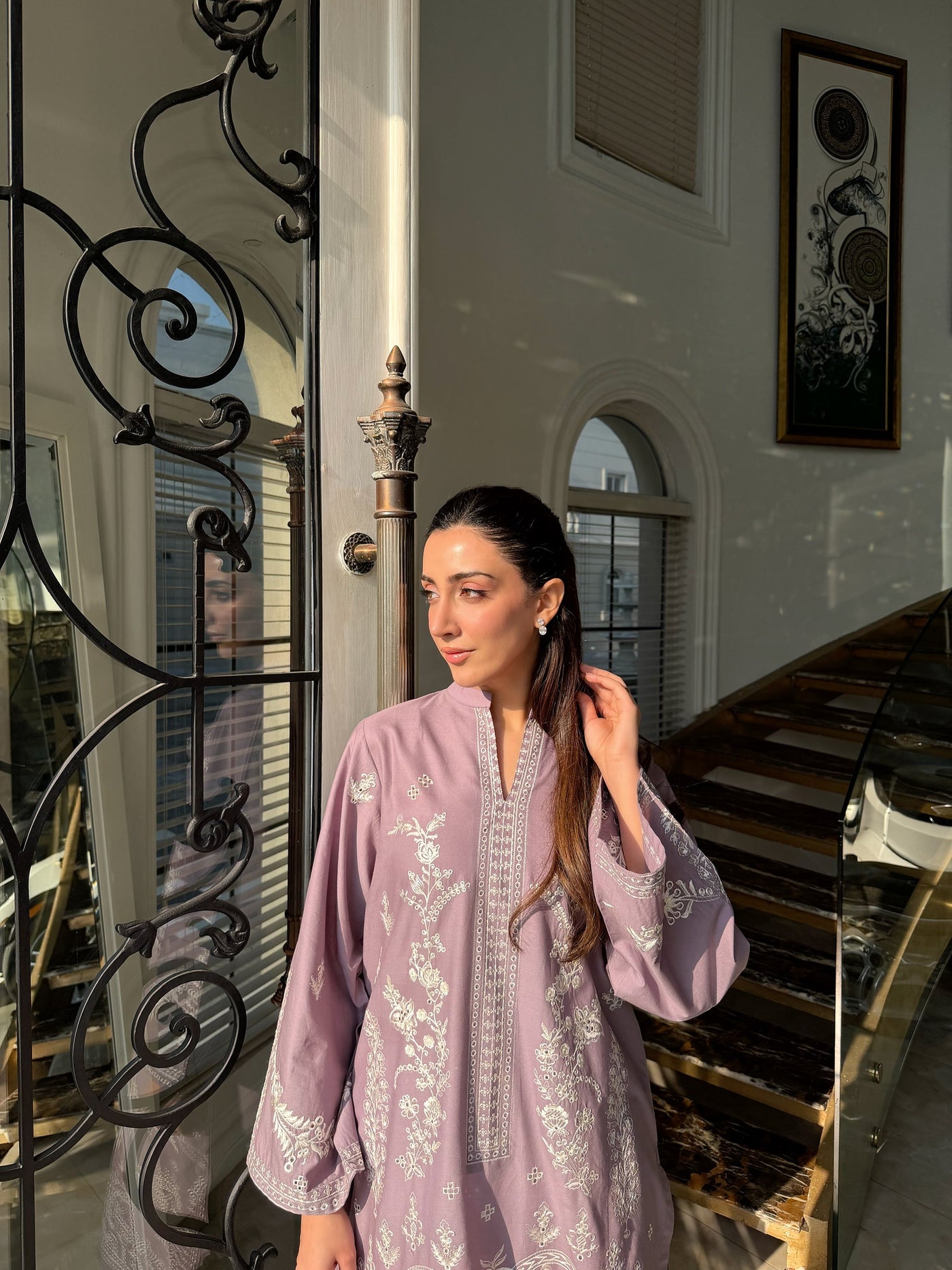 Mallow - Muave Embroidered Kurta
