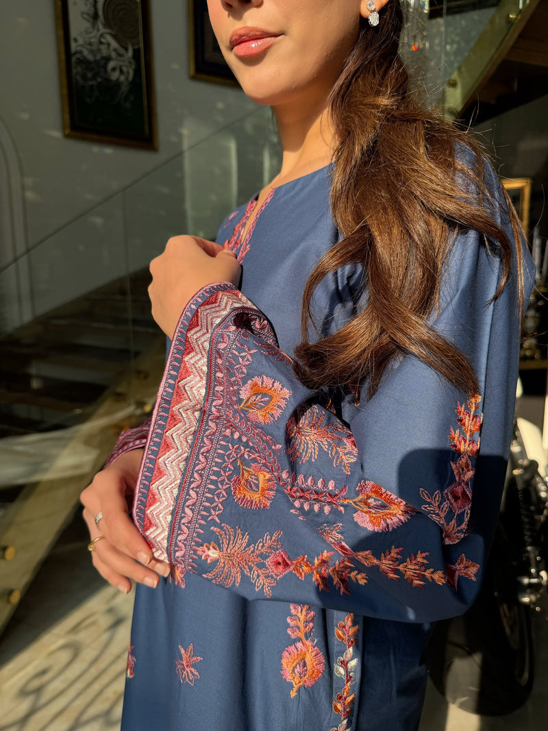 Cockscomb - Cobalt Blue Embroidered Co-Ord Set