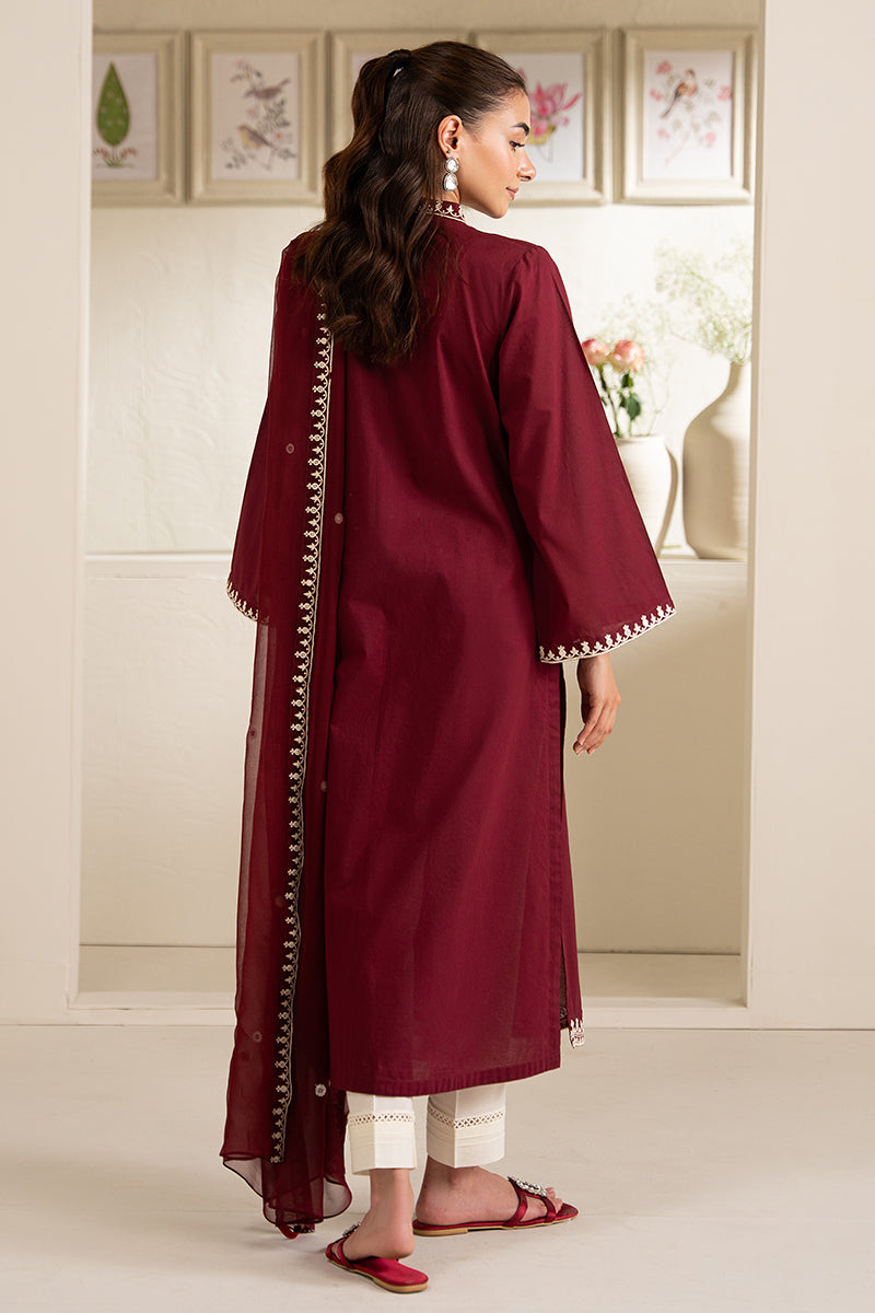Deep Scarlet-2Pc (Shirt & Dupatta)