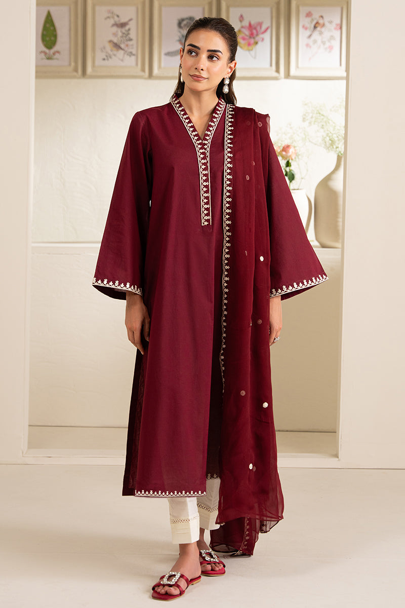 Deep Scarlet-2Pc (Shirt & Dupatta)
