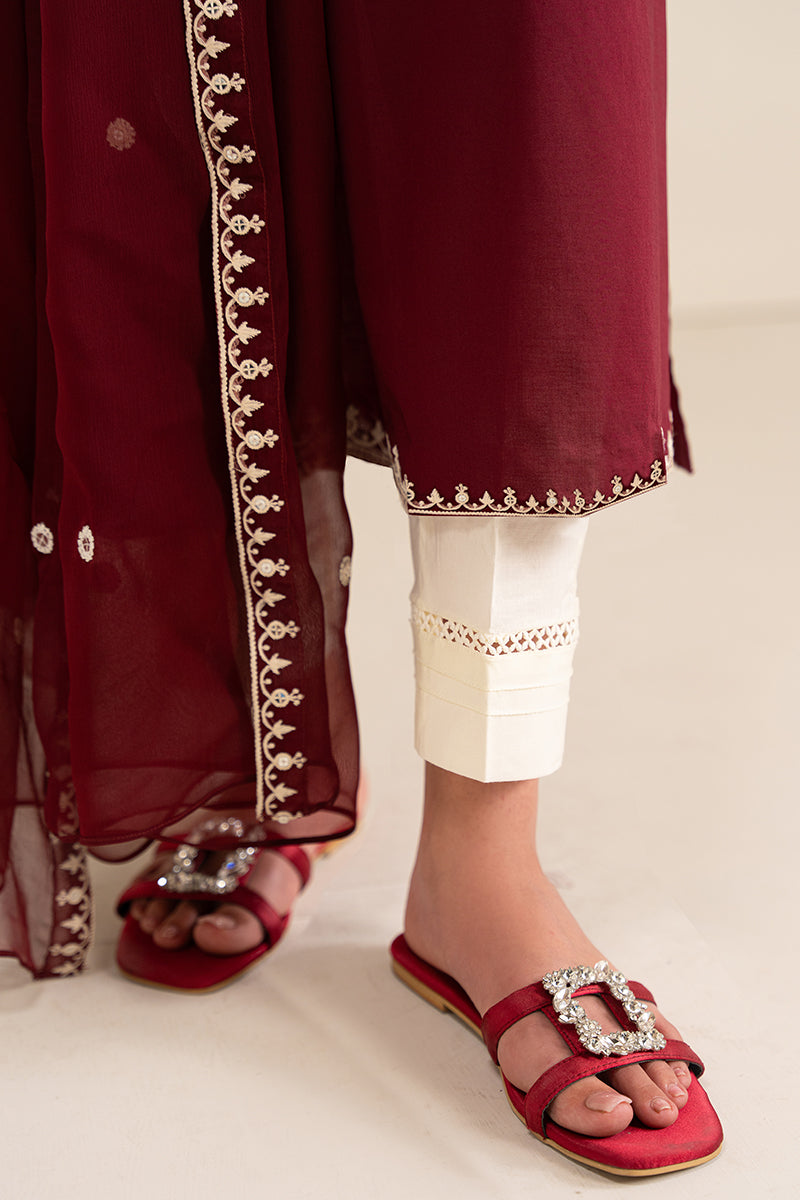 Deep Scarlet-2Pc (Shirt & Dupatta)