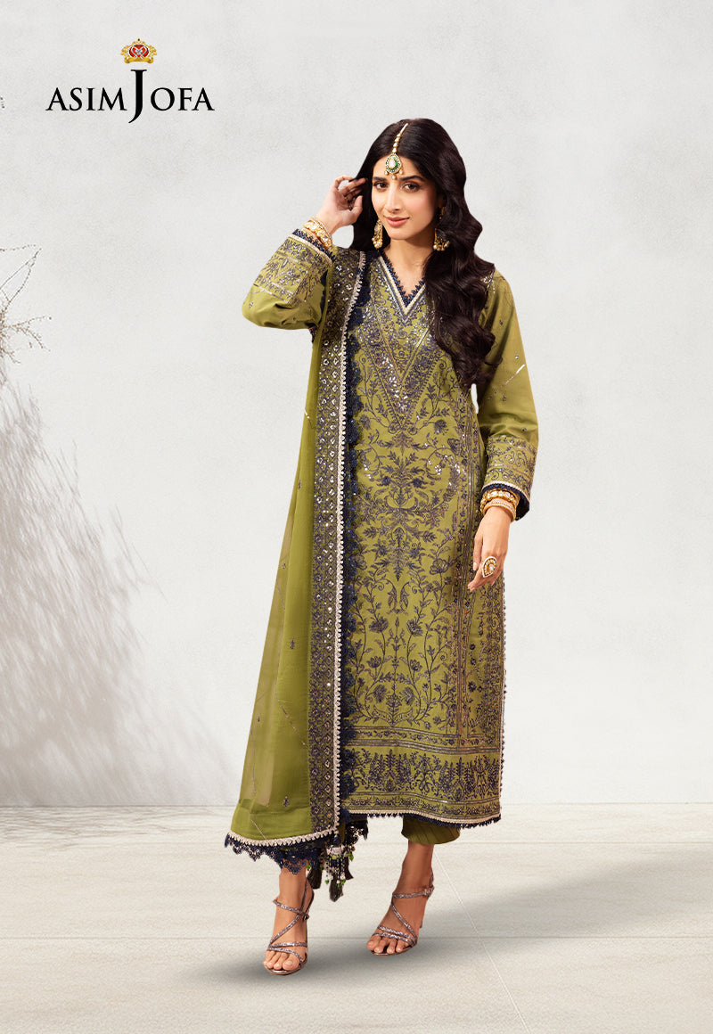 Ajcdd-10 Embroidered Twisted Silk Stitched 3 Pcs