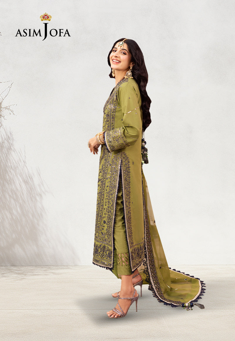 Ajcdd-10 Embroidered Twisted Silk Stitched 3 Pcs