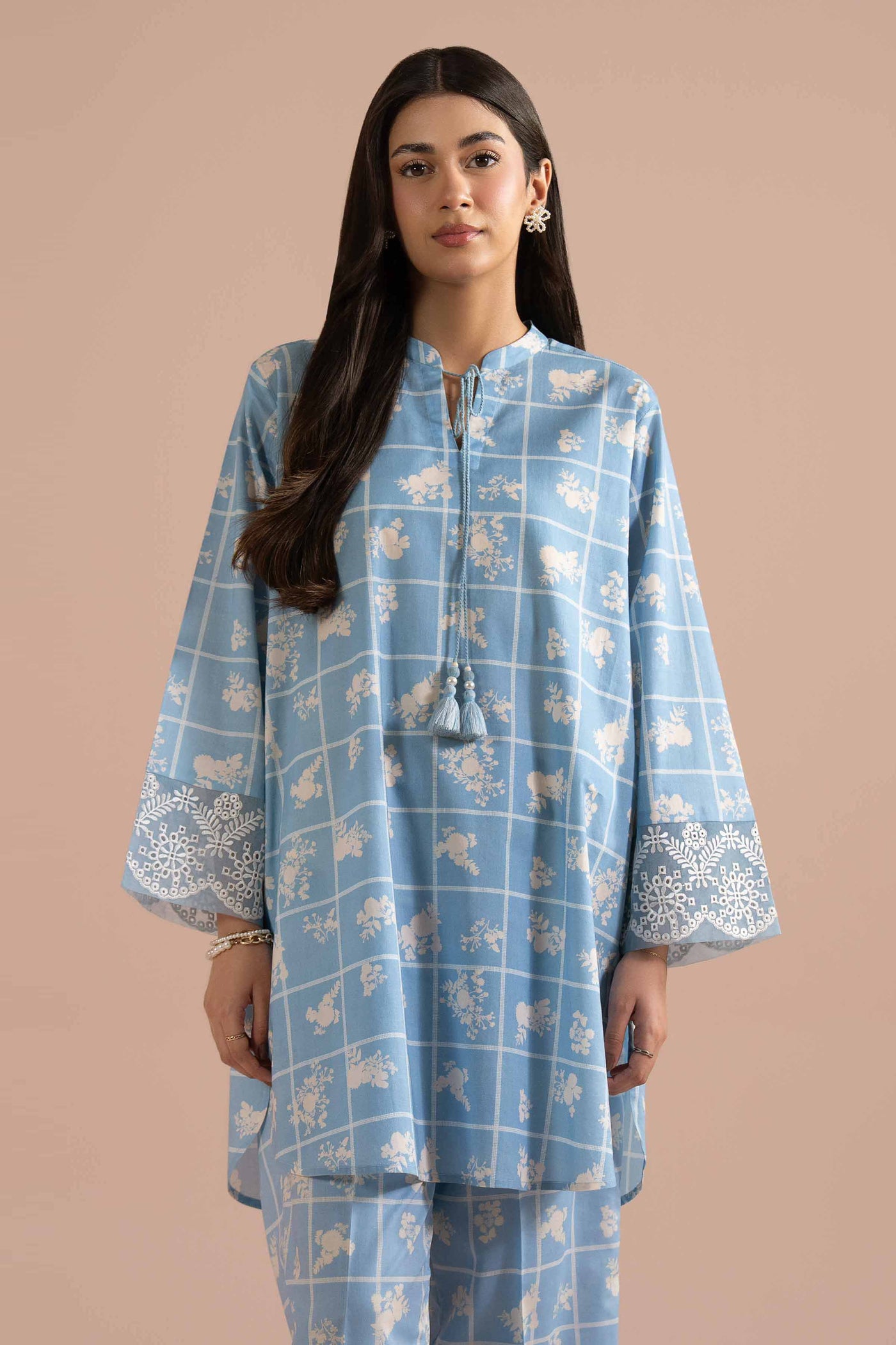 2 Piece - Printed Embroidered Suit - Pe26-204