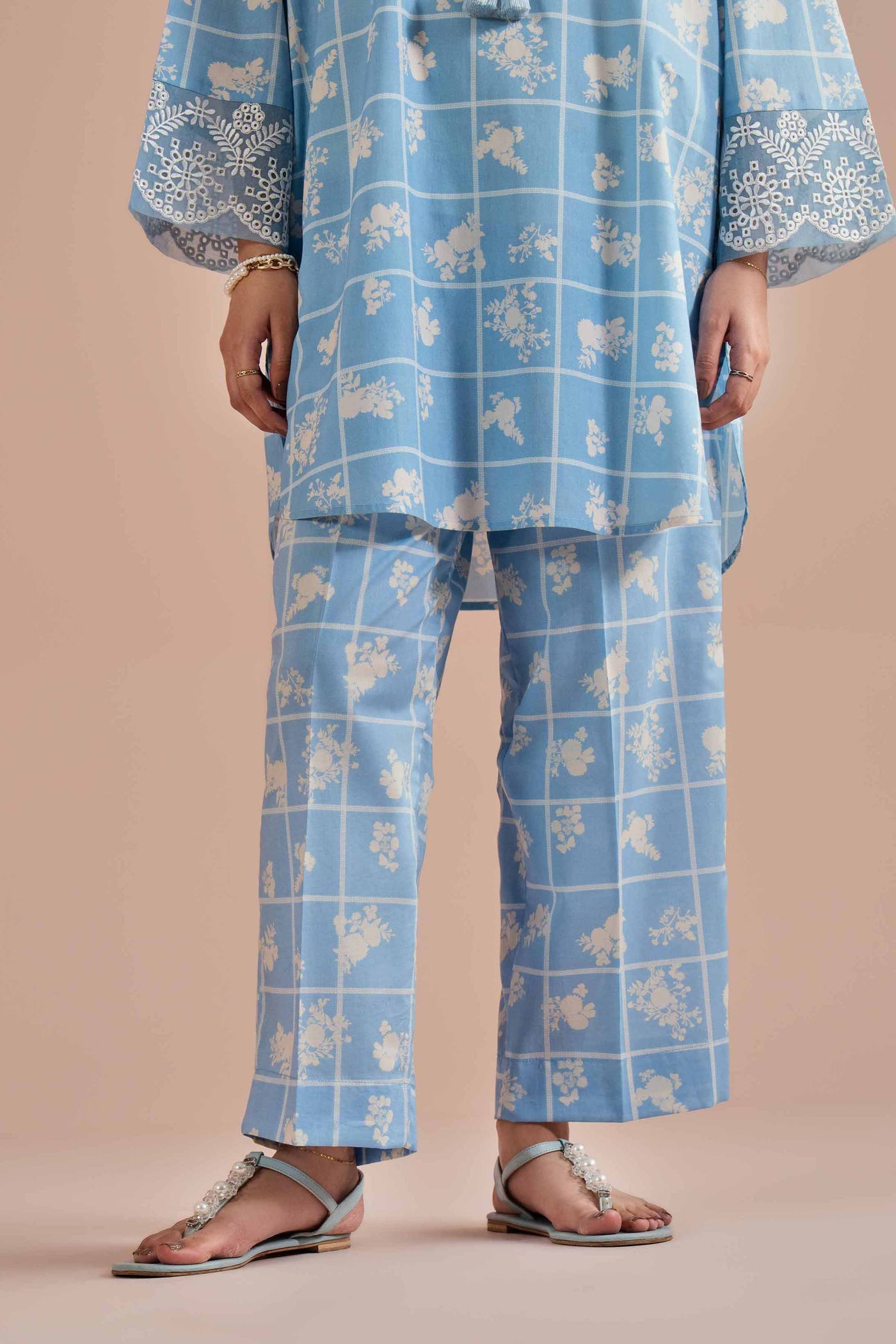 2 Piece - Printed Embroidered Suit - Pe26-204