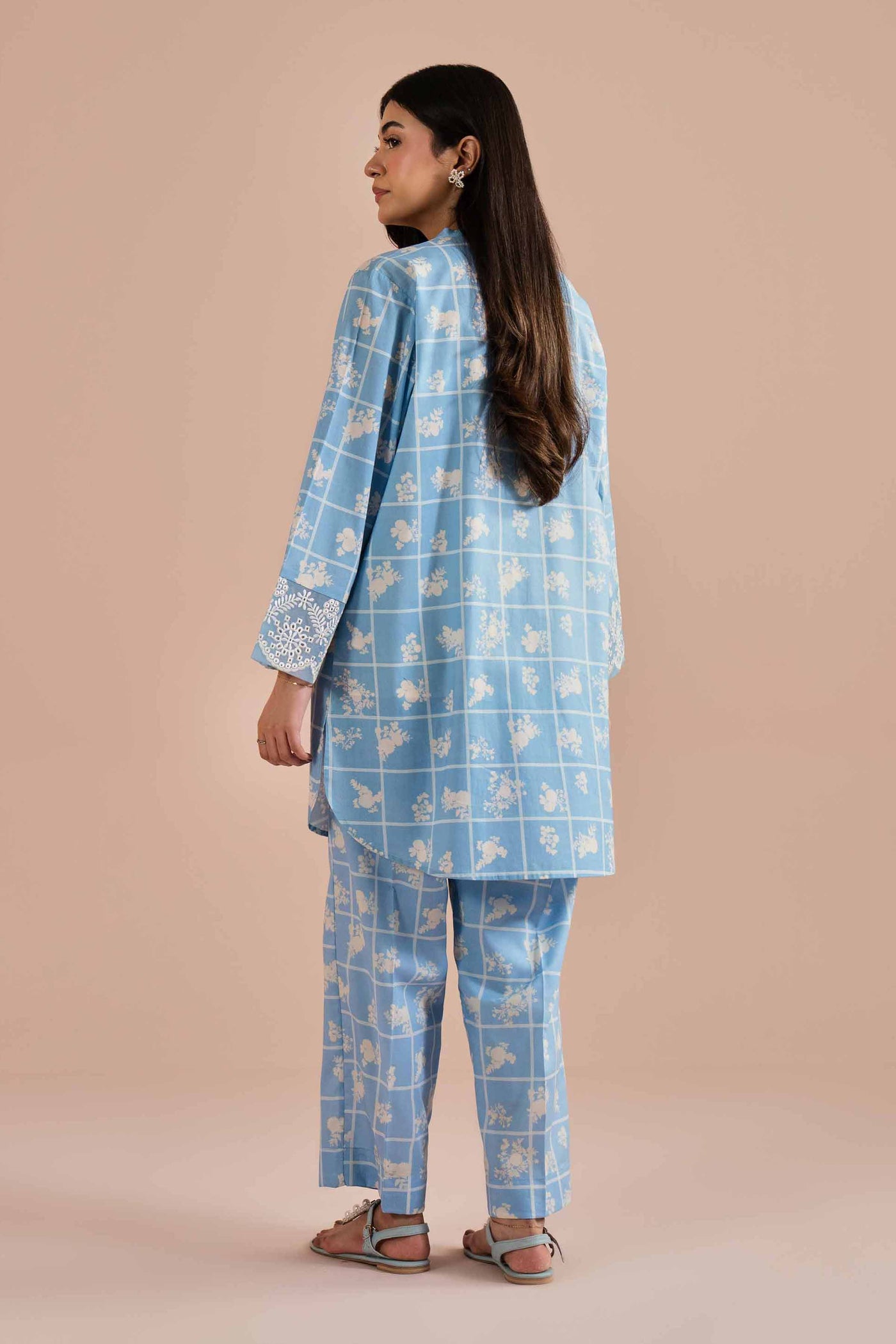 2 Piece - Printed Embroidered Suit - Pe26-204